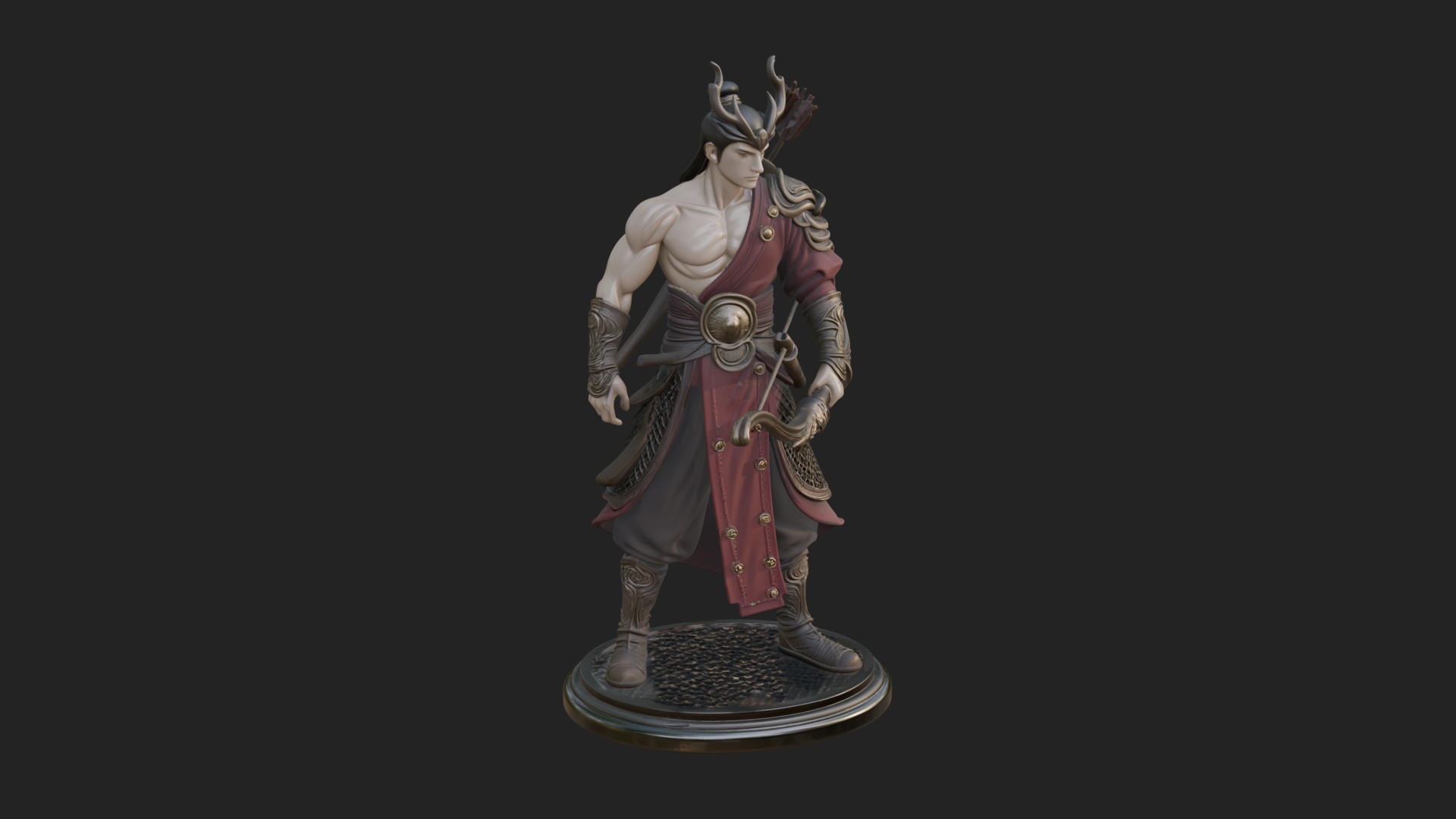 Antlered Crown Archer Statue Design 2 3D Print Model 3D Model