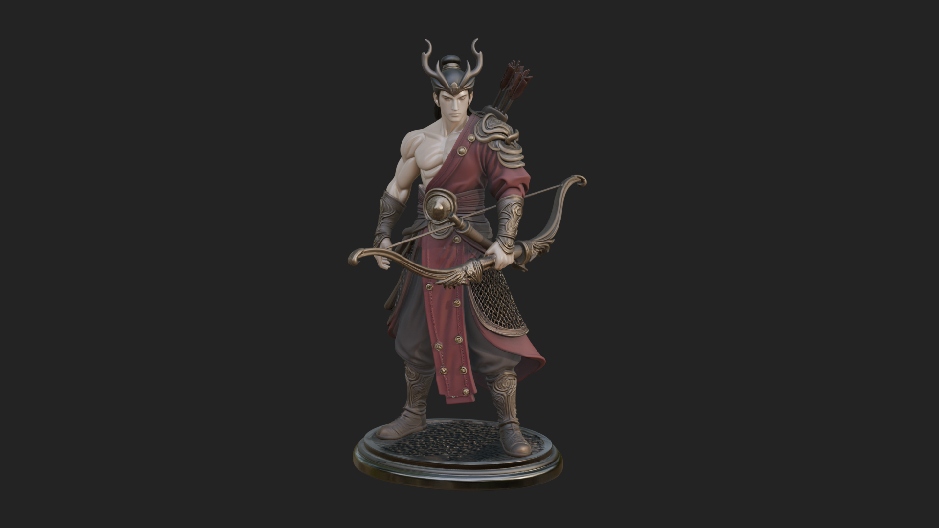 Antlered Crown Archer Statue Design 2 3D Print Model 3D Model