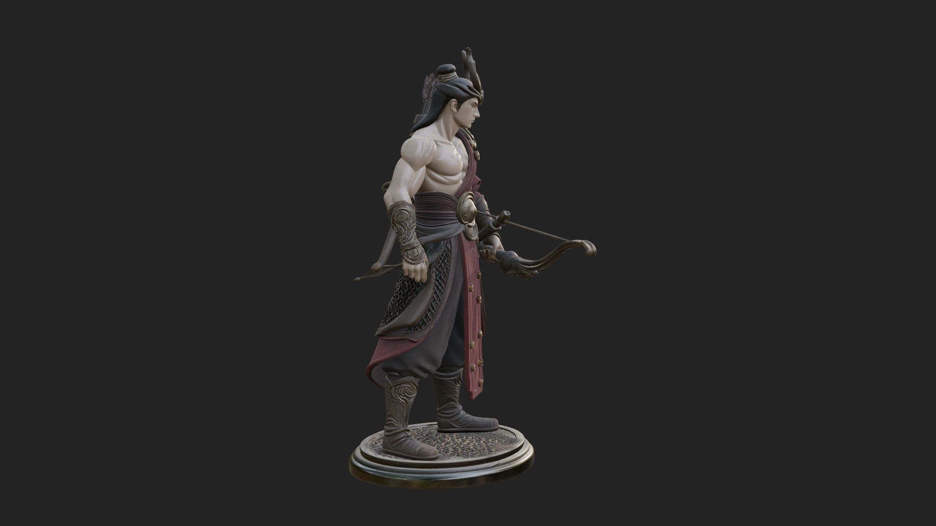 Antlered Crown Archer Statue Design 2 3D Print Model 3D Model
