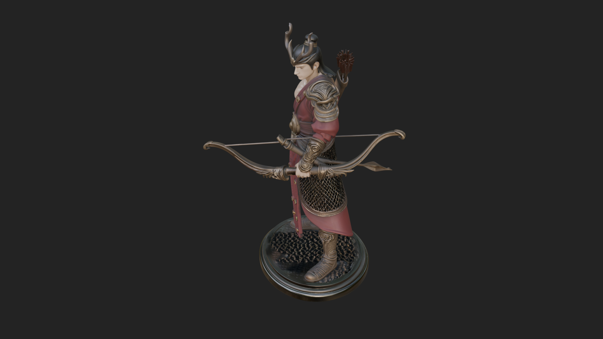 Antlered Crown Archer Statue Design 2 3D Print Model 3D Model