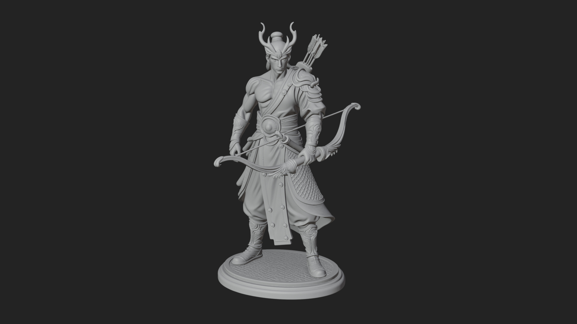 Antlered Crown Archer Statue Design 2 3D Print Model 3D Model