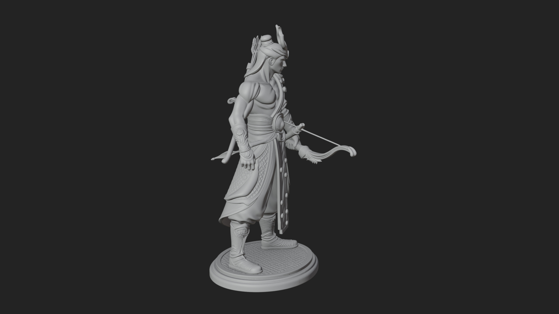 Antlered Crown Archer Statue Design 2 3D Print Model 3D Model