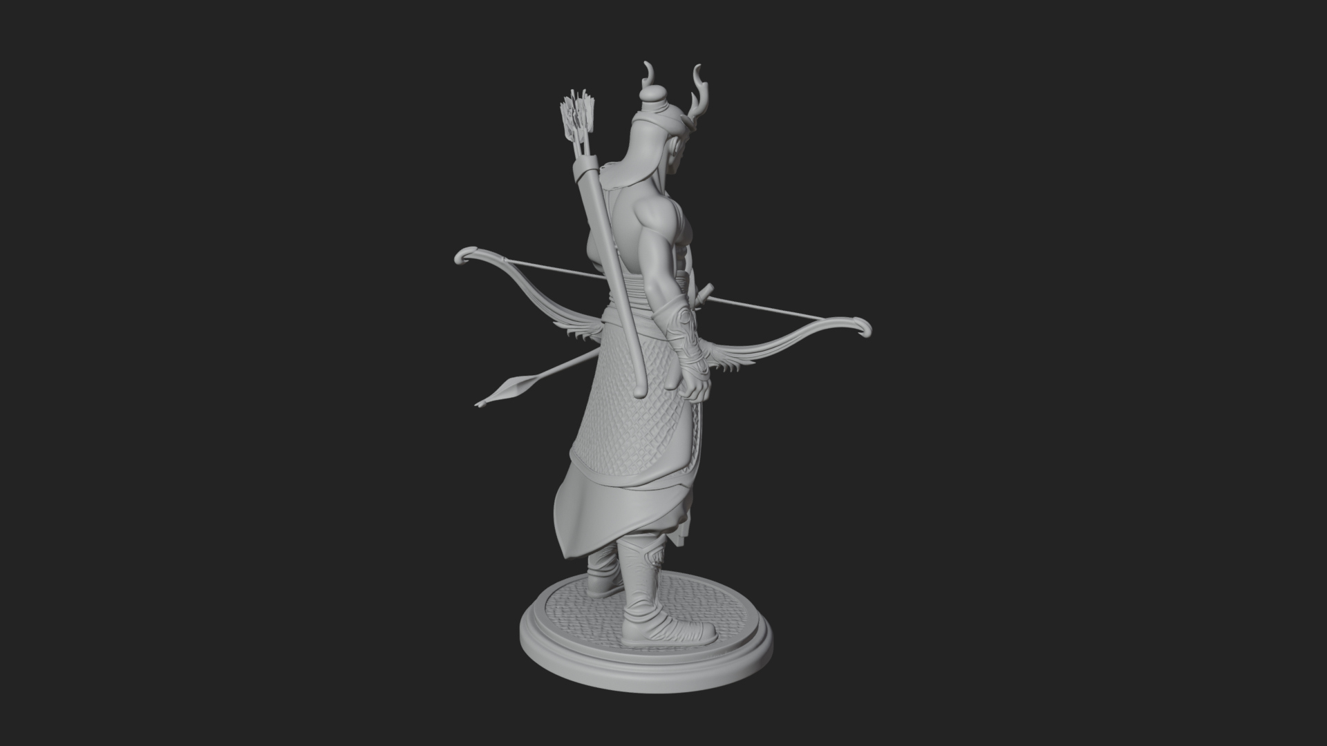 Antlered Crown Archer Statue Design 2 3D Print Model 3D Model