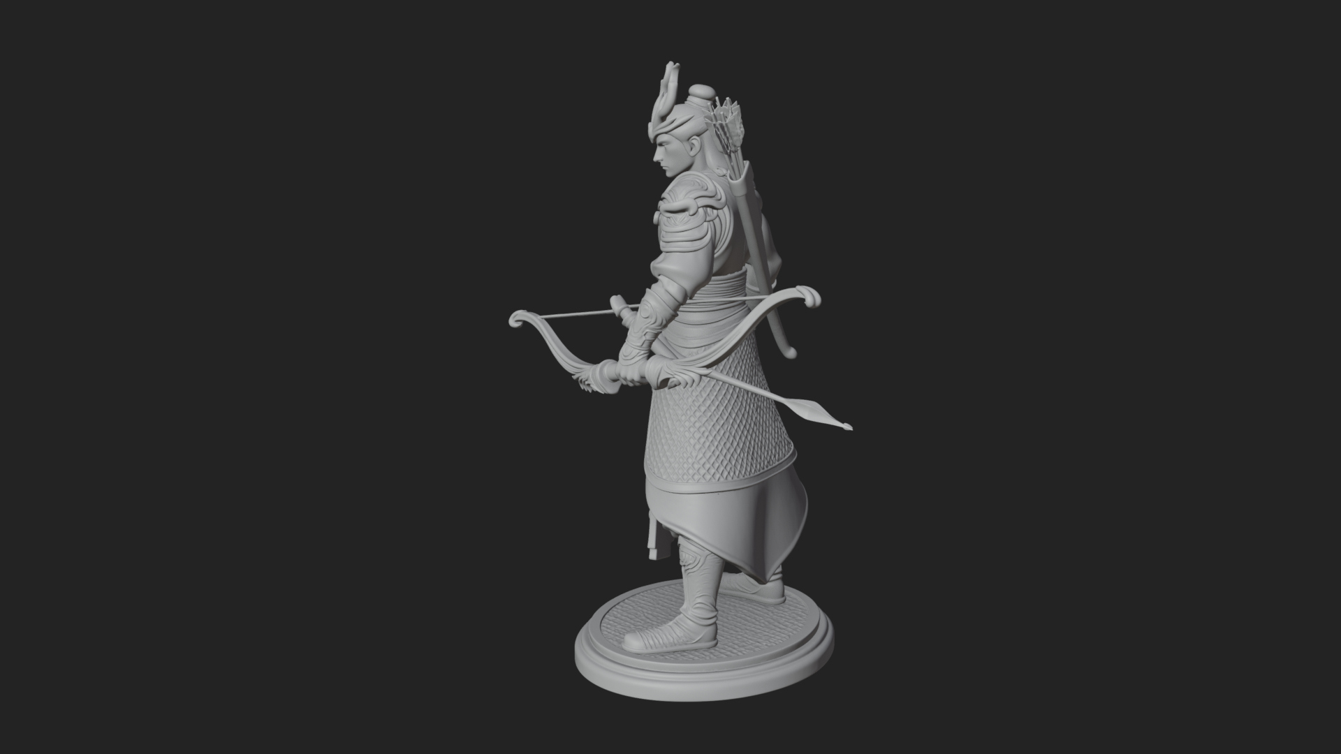 Antlered Crown Archer Statue Design 2 3D Print Model 3D Model