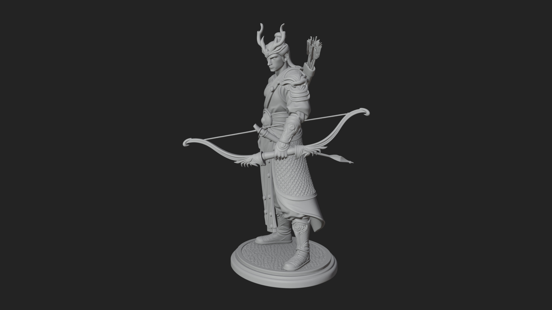 Antlered Crown Archer Statue Design 2 3D Print Model 3D Model