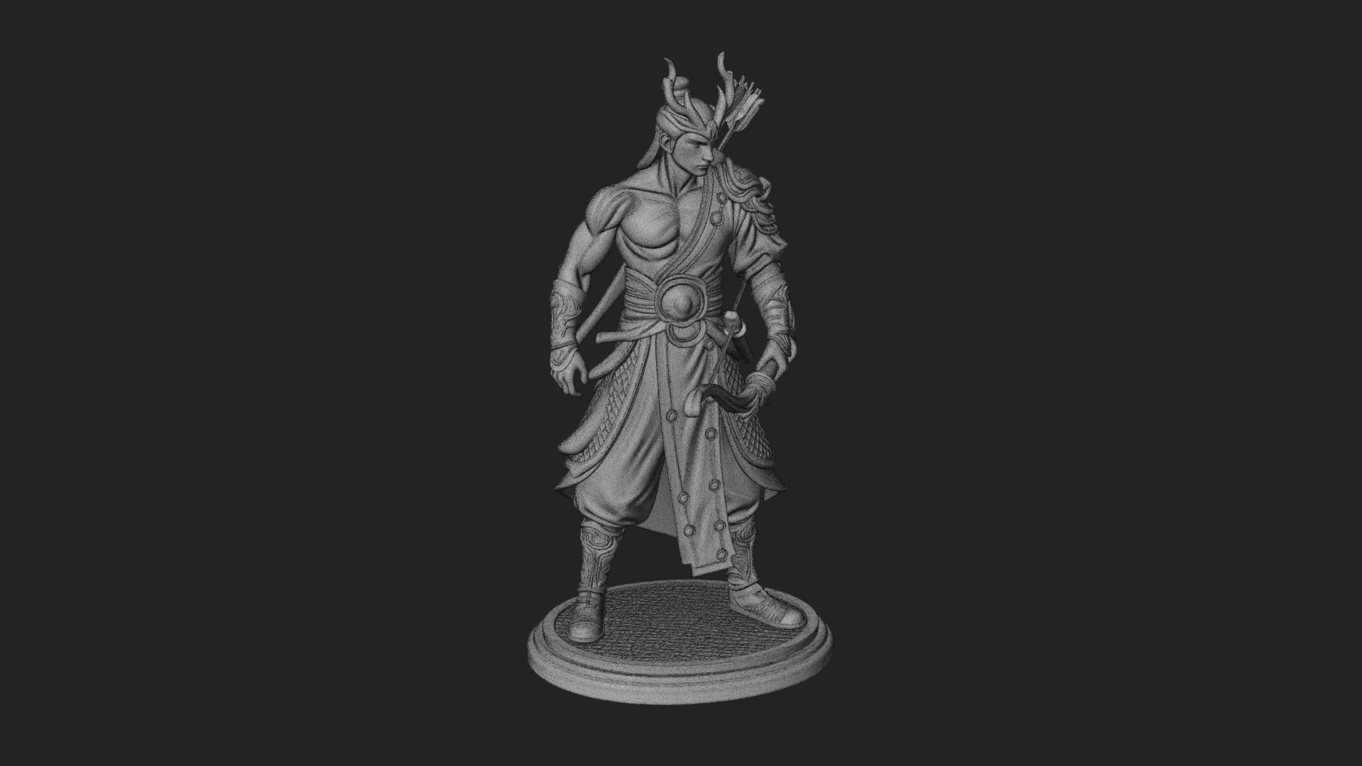Antlered Crown Archer Statue Design 2 3D Print Model 3D Model