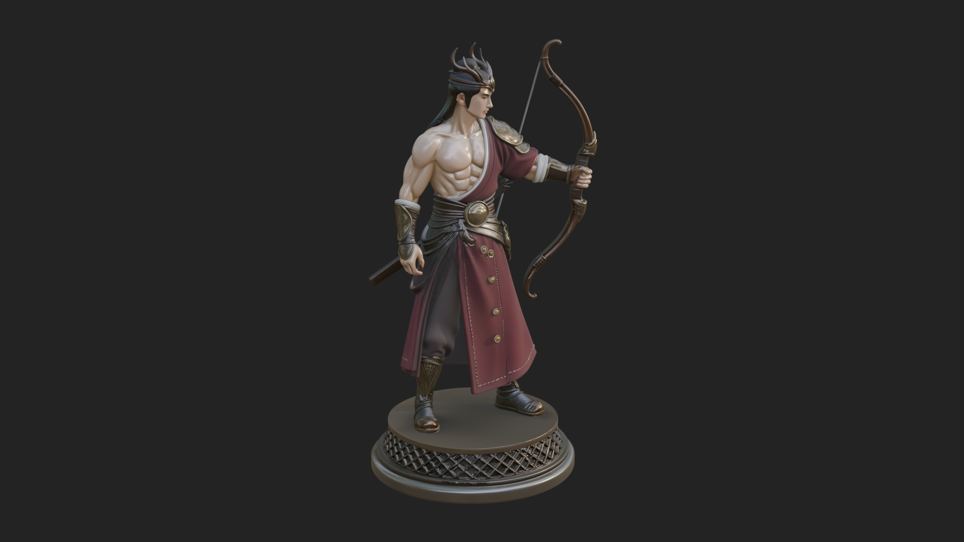 Antlered Crown Archer Statue Design 3 3D Print Model 3D Model