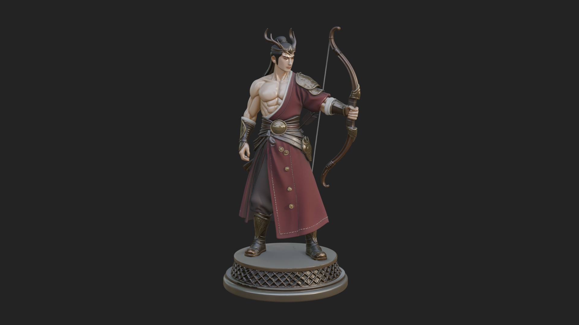 Antlered Crown Archer Statue Design 3 3D Print Model 3D Model