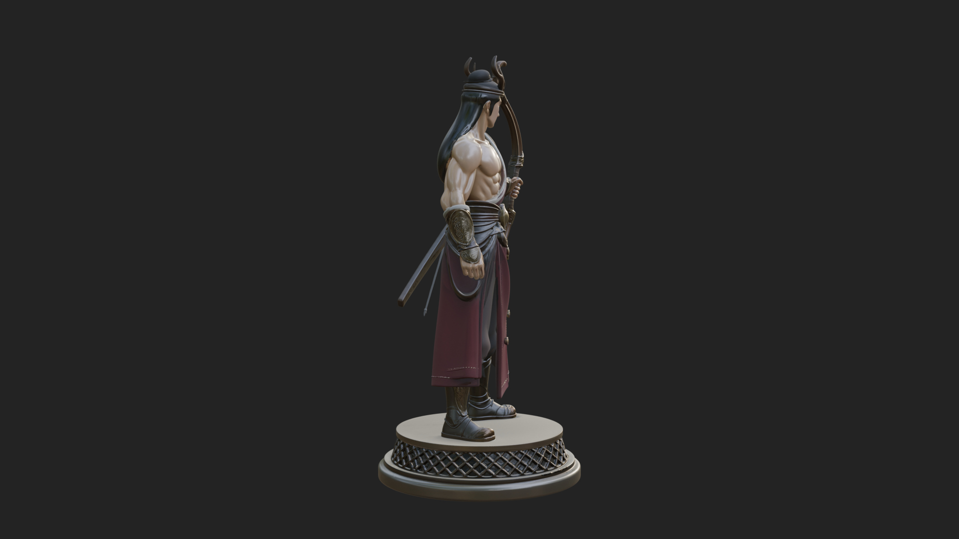 Antlered Crown Archer Statue Design 3 3D Print Model 3D Model