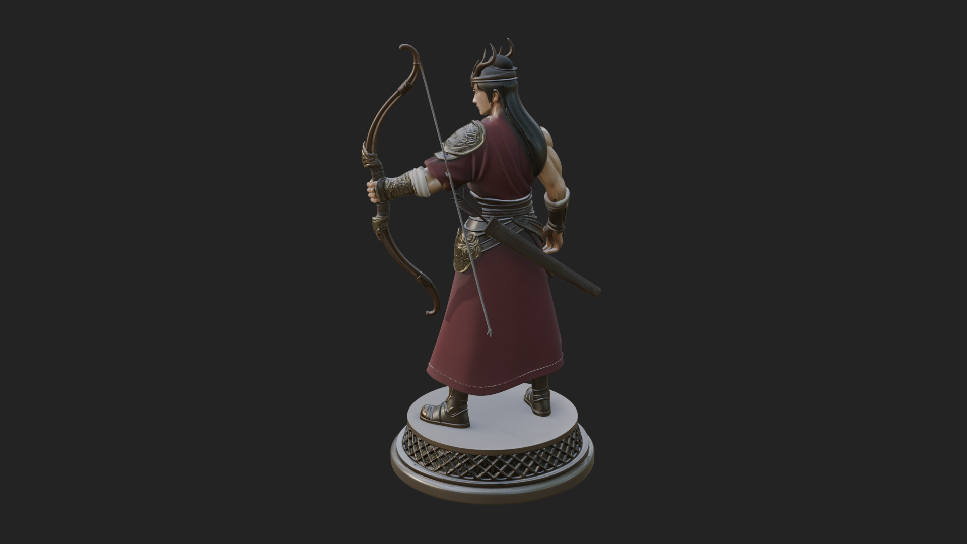 Antlered Crown Archer Statue Design 3 3D Print Model 3D Model