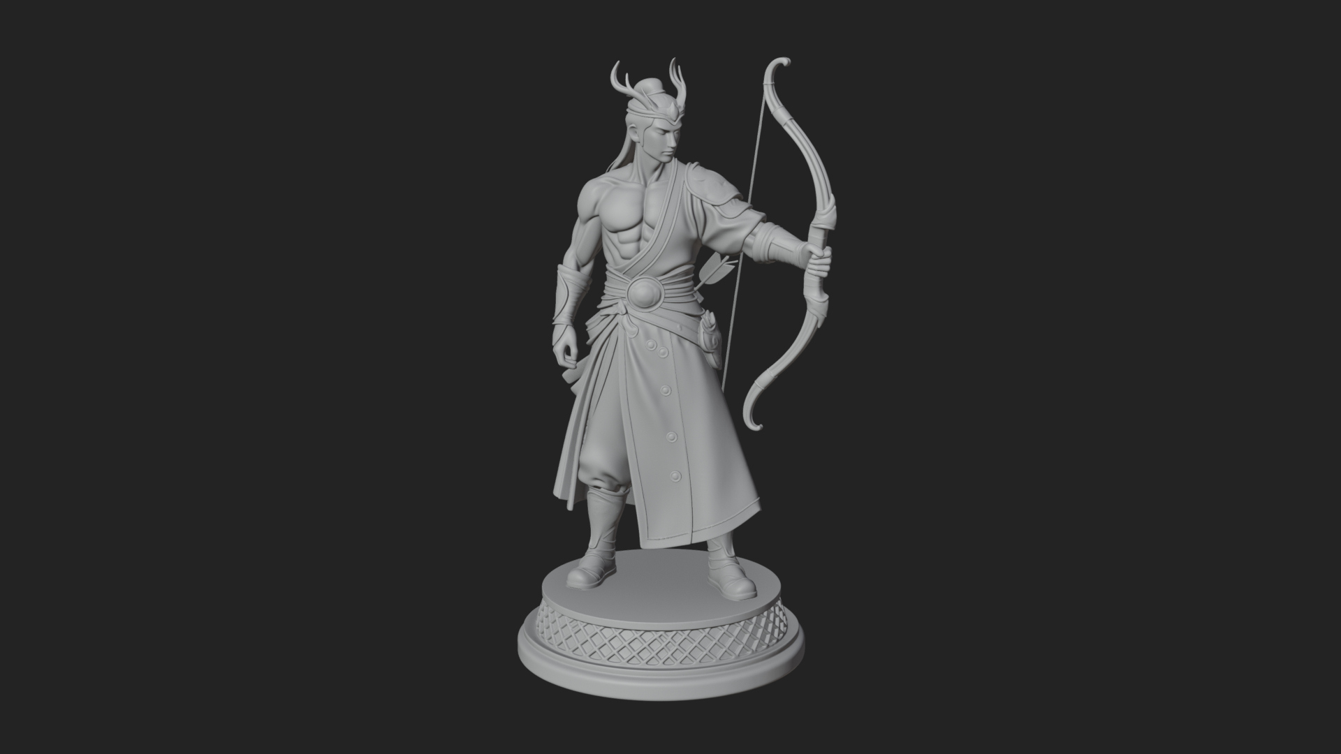 Antlered Crown Archer Statue Design 3 3D Print Model 3D Model
