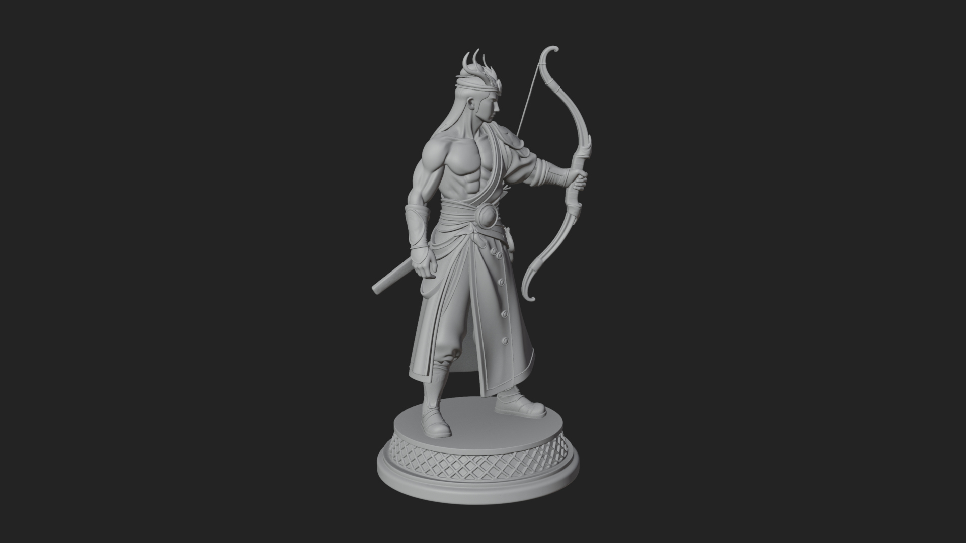 Antlered Crown Archer Statue Design 3 3D Print Model 3D Model
