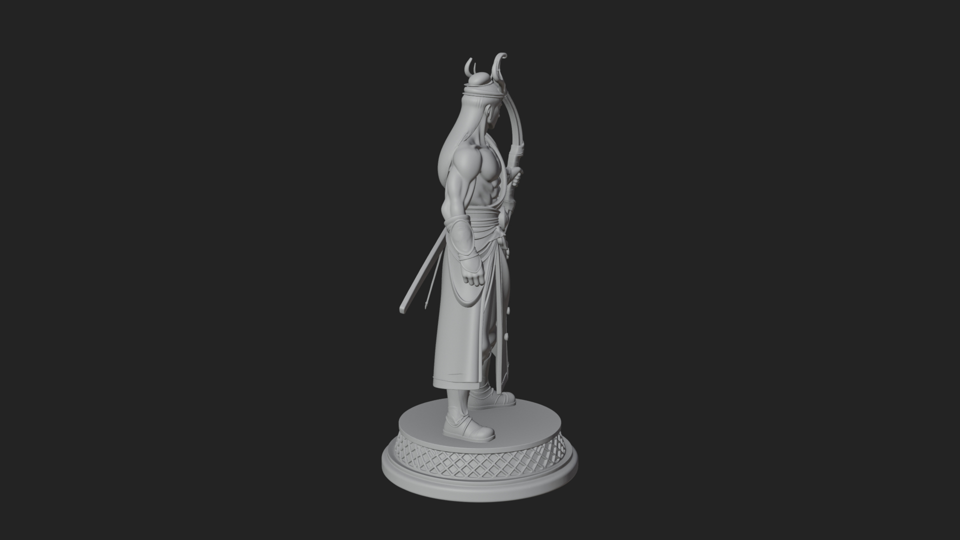 Antlered Crown Archer Statue Design 3 3D Print Model 3D Model
