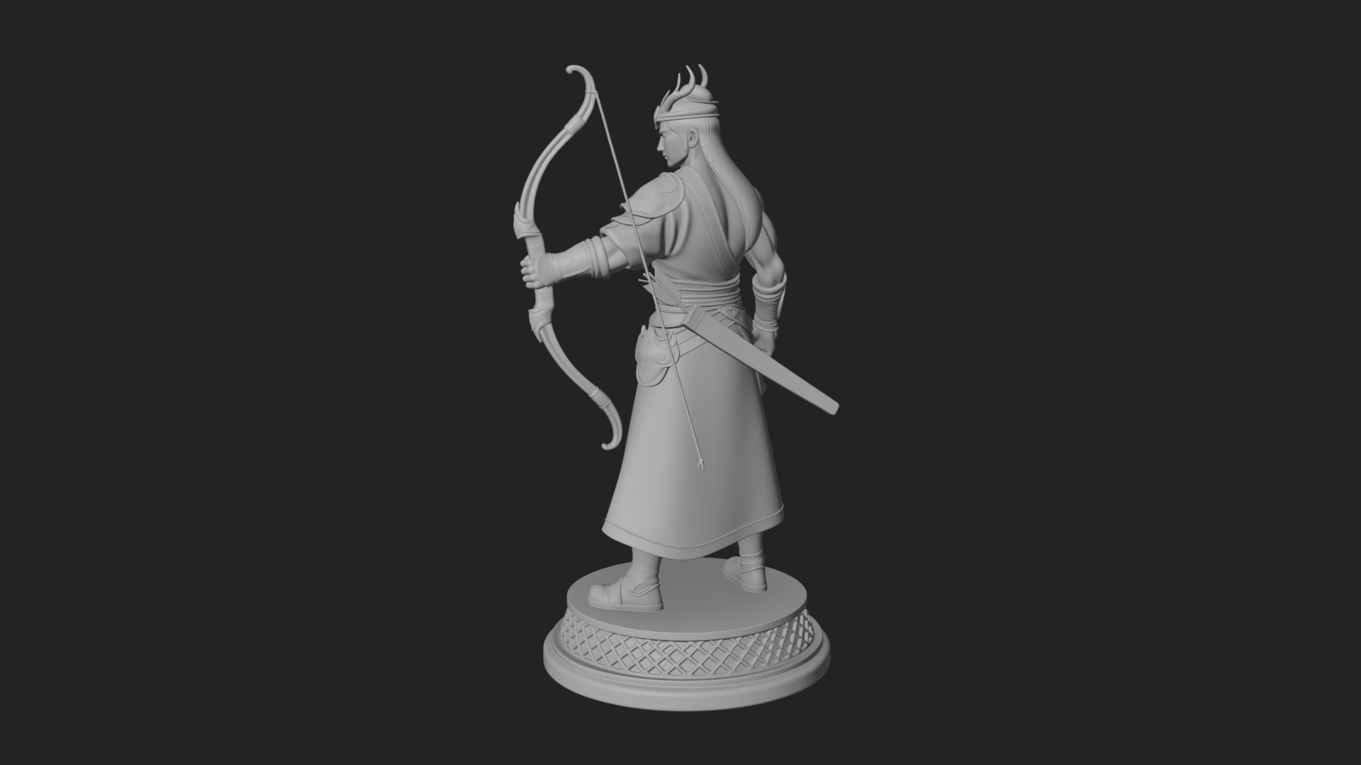 Antlered Crown Archer Statue Design 3 3D Print Model 3D Model