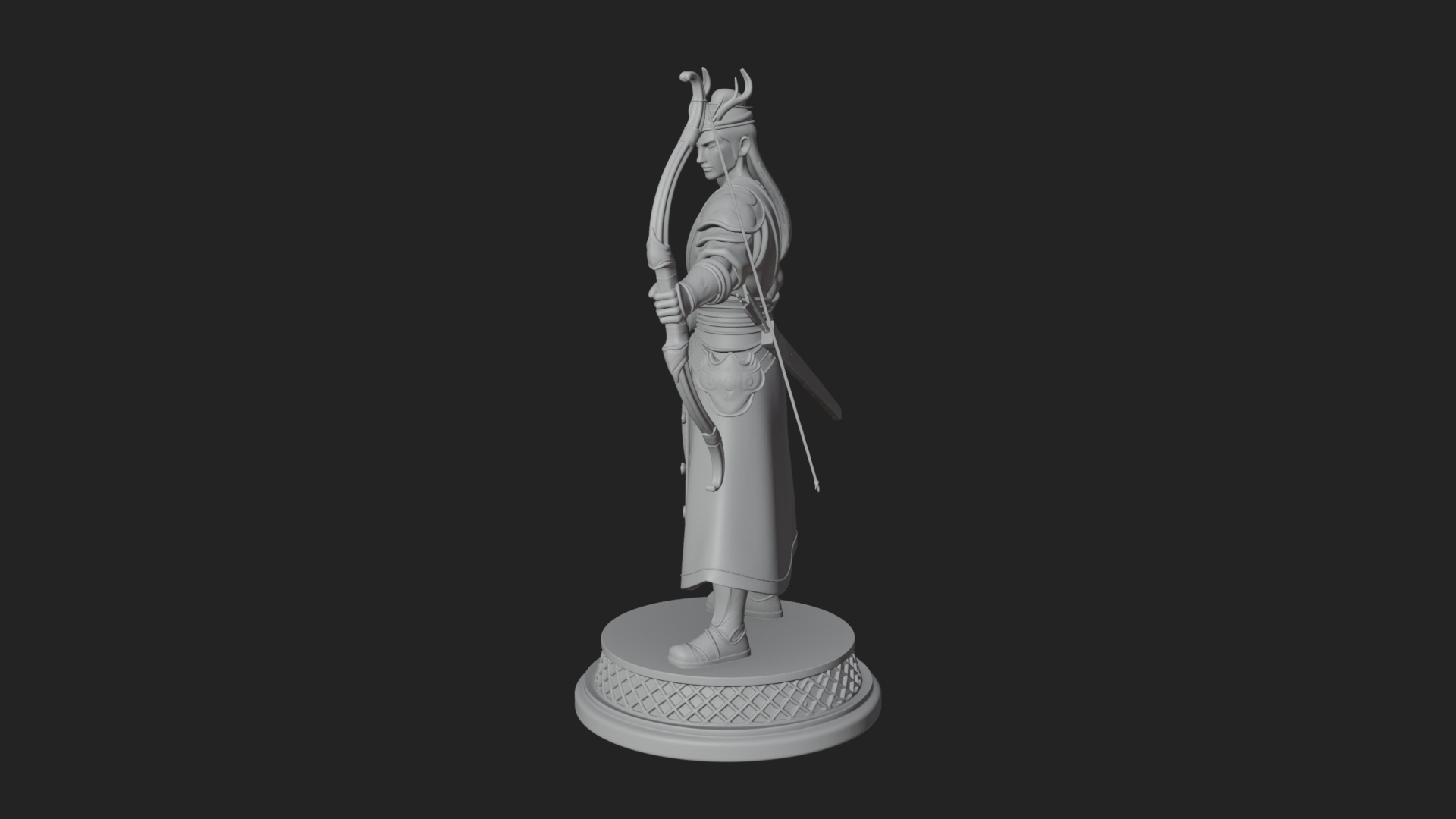 Antlered Crown Archer Statue Design 3 3D Print Model 3D Model