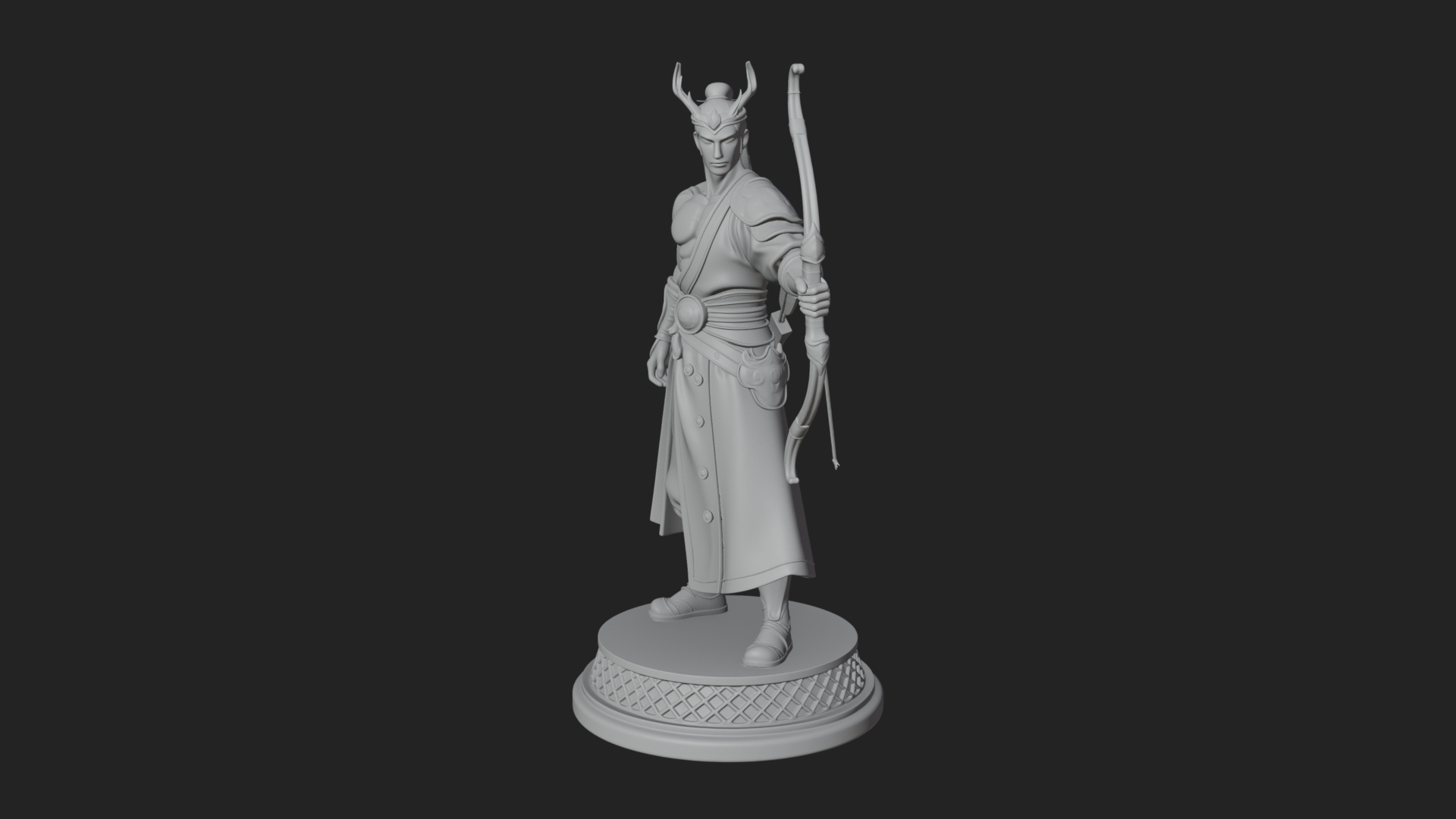 Antlered Crown Archer Statue Design 3 3D Print Model 3D Model
