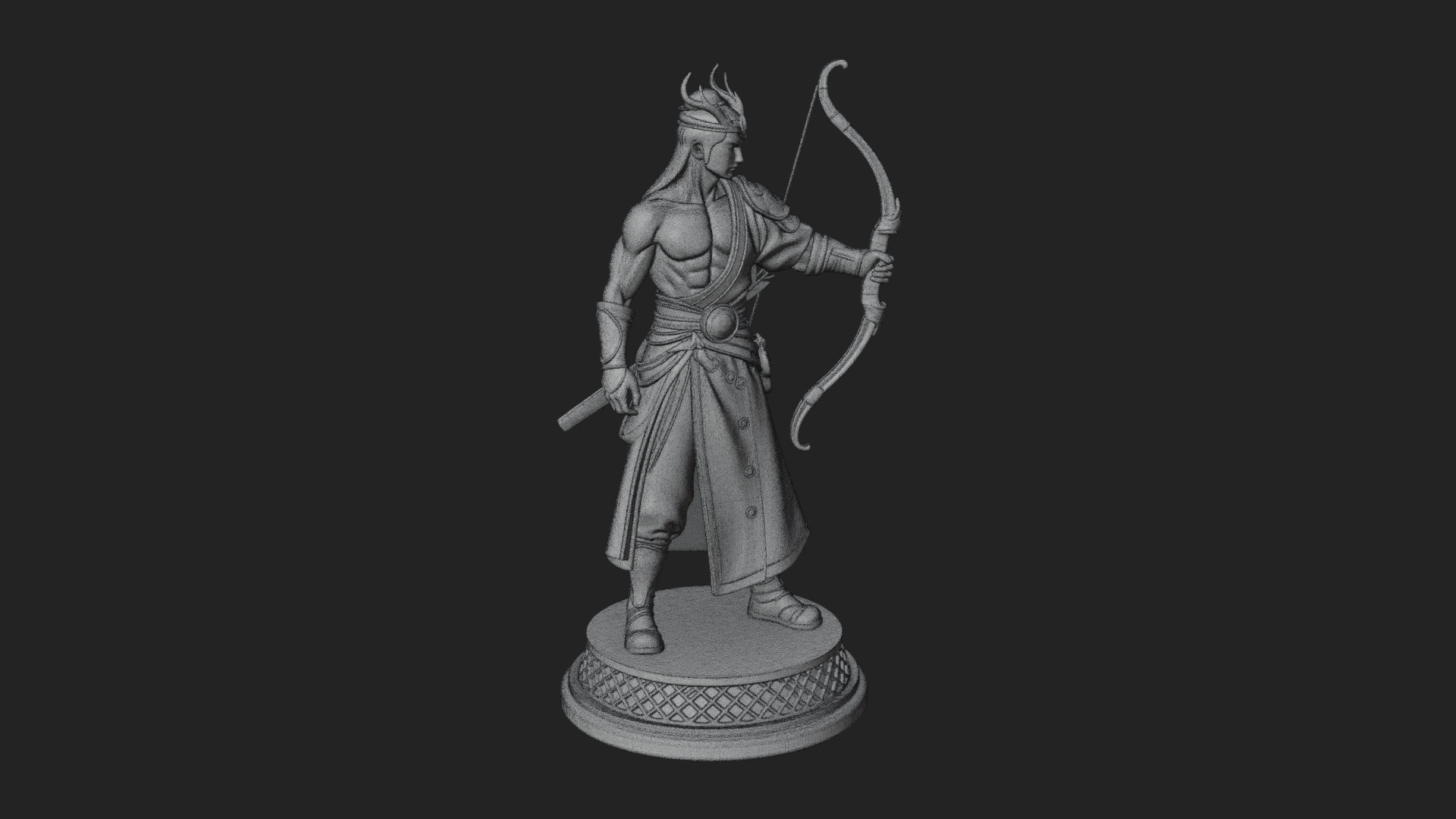 Antlered Crown Archer Statue Design 3 3D Print Model 3D Model
