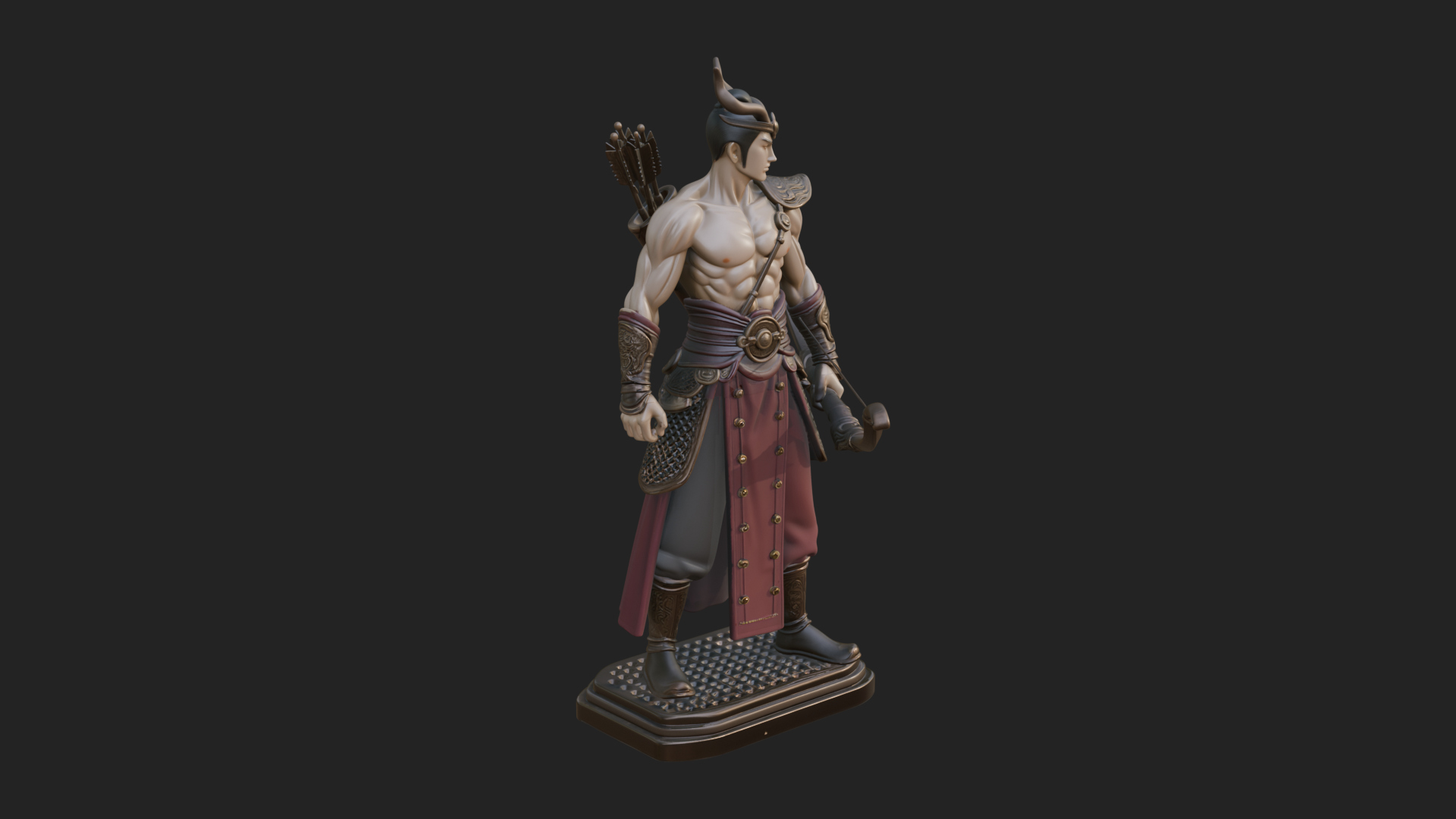 Antlered Crown Archer Statue Design 4 3D Print Model 3D Model