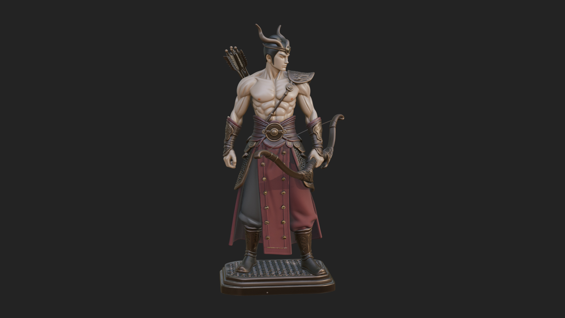 Antlered Crown Archer Statue Design 4 3D Print Model 3D Model
