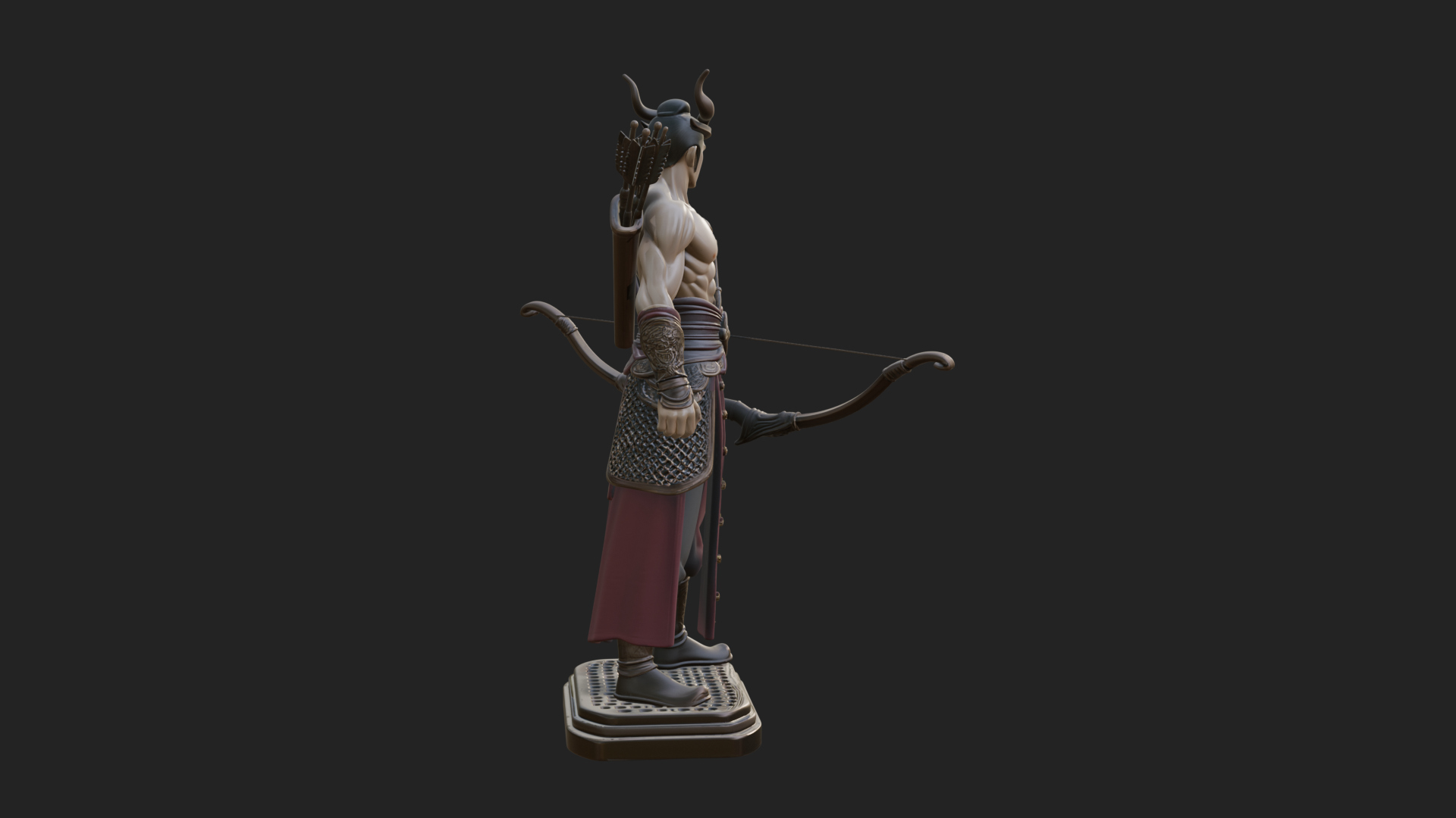 Antlered Crown Archer Statue Design 4 3D Print Model 3D Model