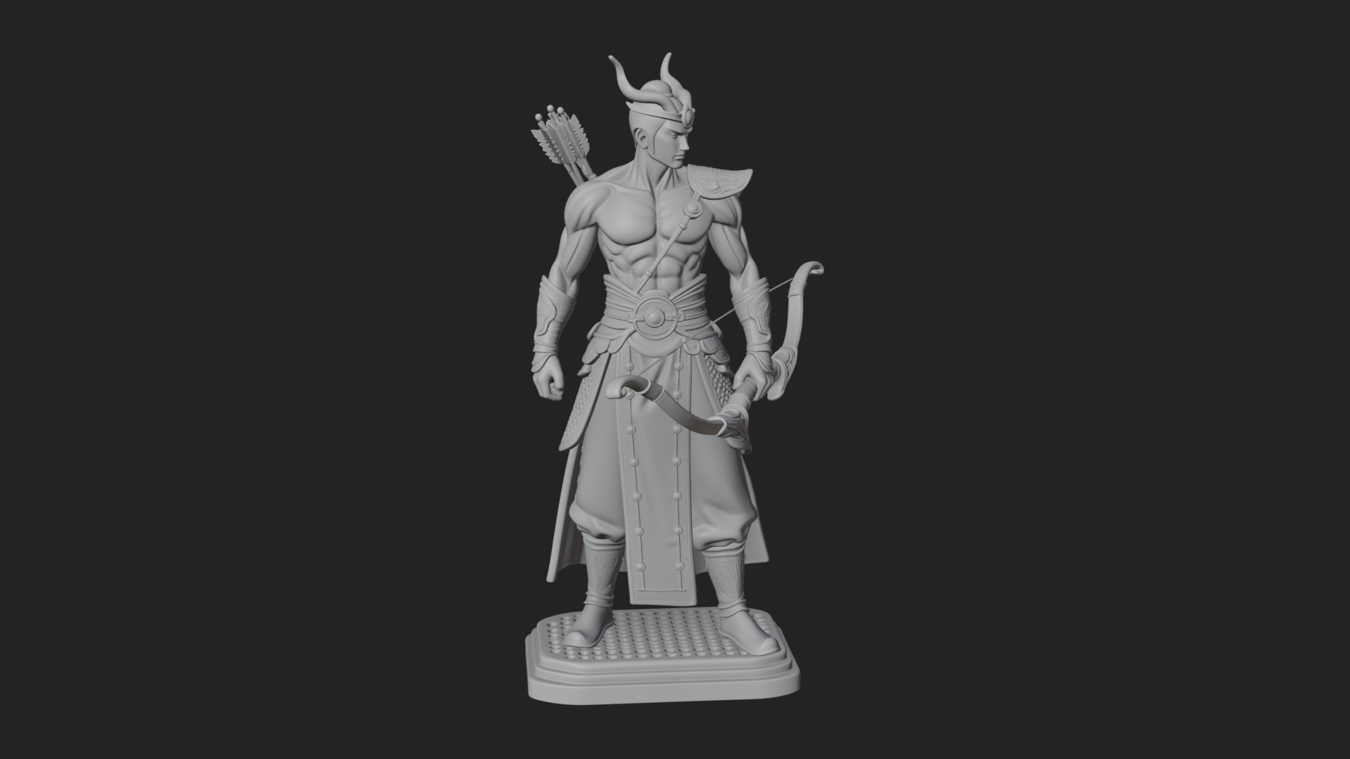 Antlered Crown Archer Statue Design 4 3D Print Model 3D Model