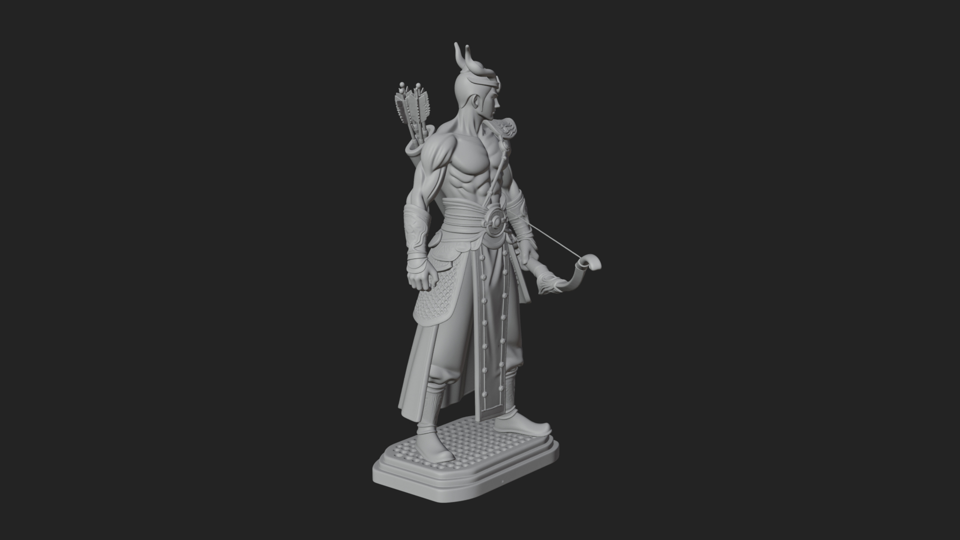 Antlered Crown Archer Statue Design 4 3D Print Model 3D Model