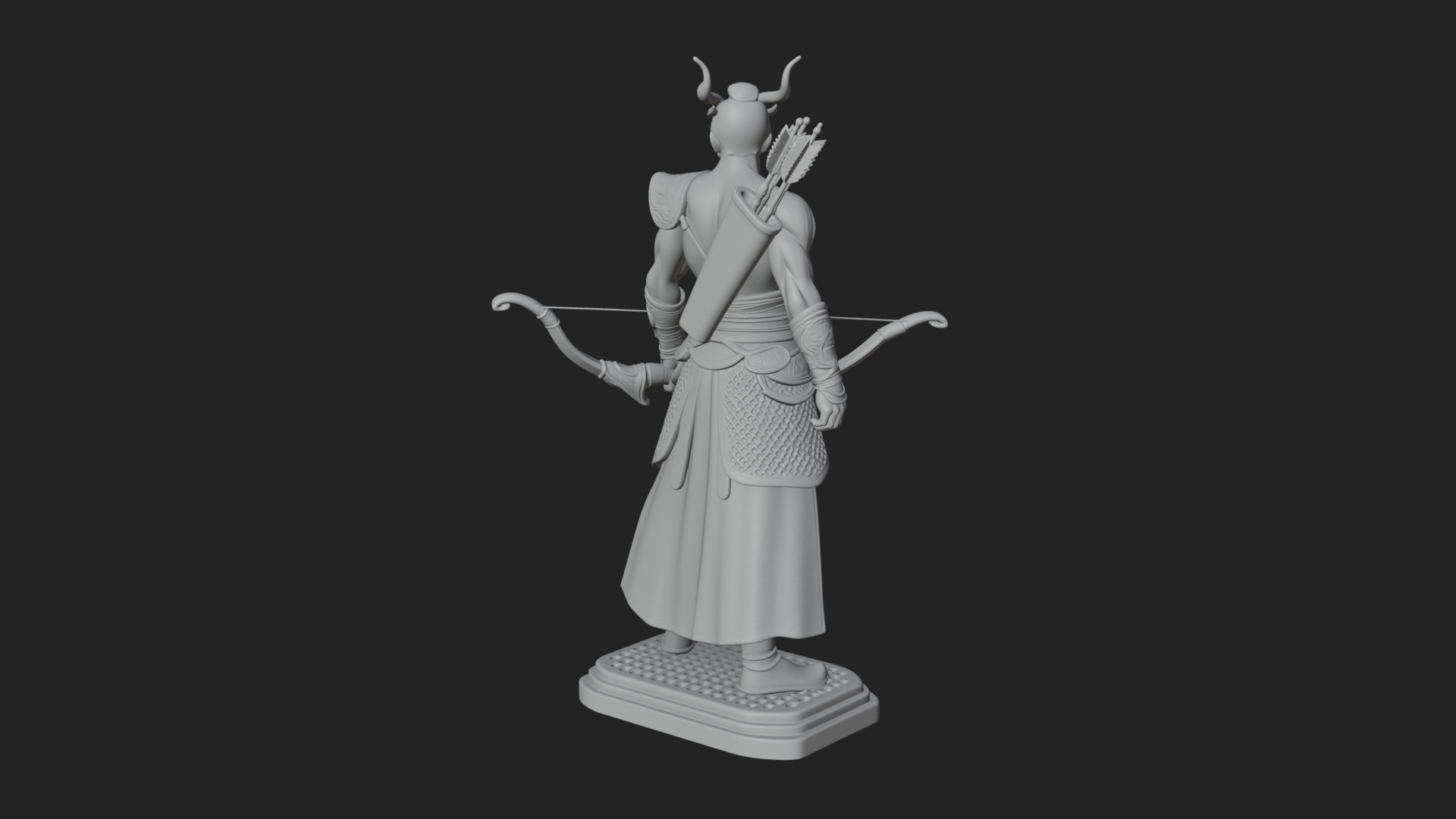 Antlered Crown Archer Statue Design 4 3D Print Model 3D Model