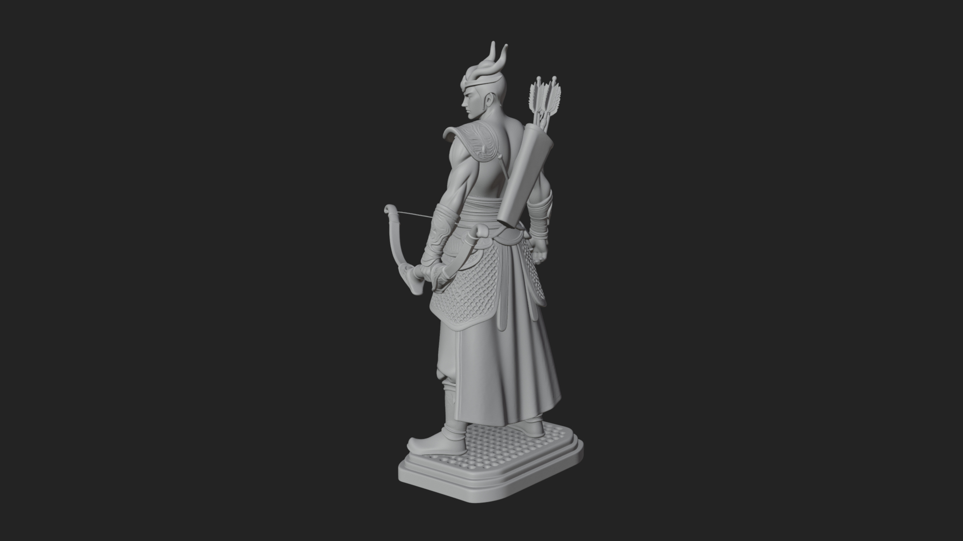 Antlered Crown Archer Statue Design 4 3D Print Model 3D Model