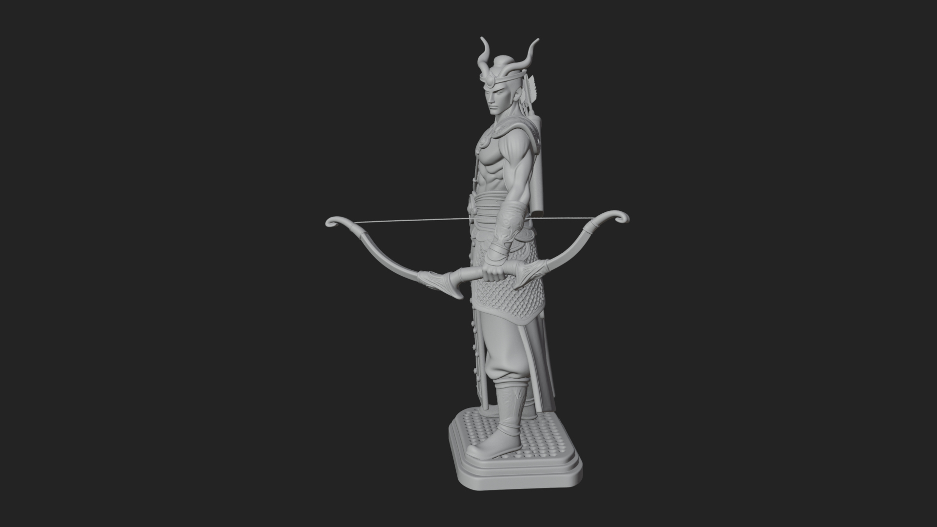Antlered Crown Archer Statue Design 4 3D Print Model 3D Model