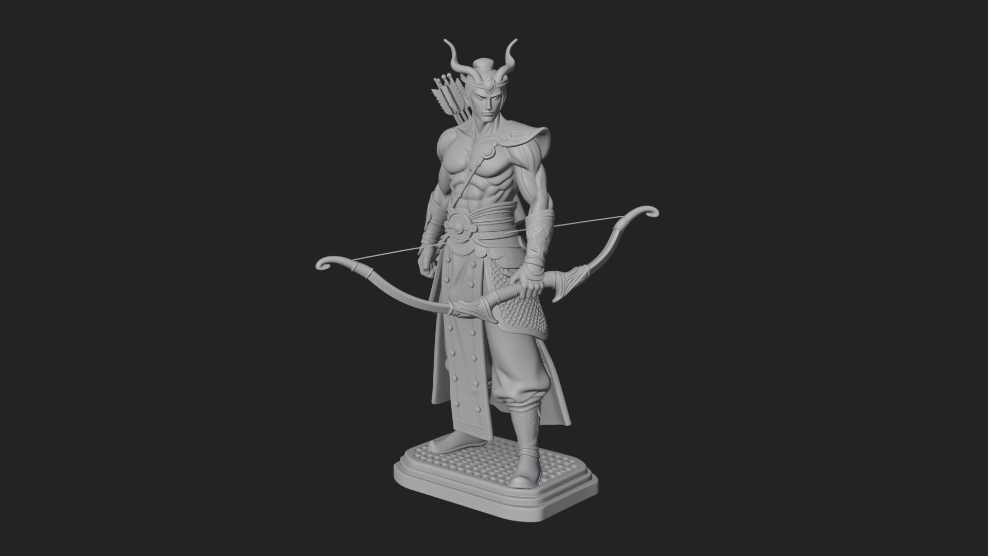 Antlered Crown Archer Statue Design 4 3D Print Model 3D Model