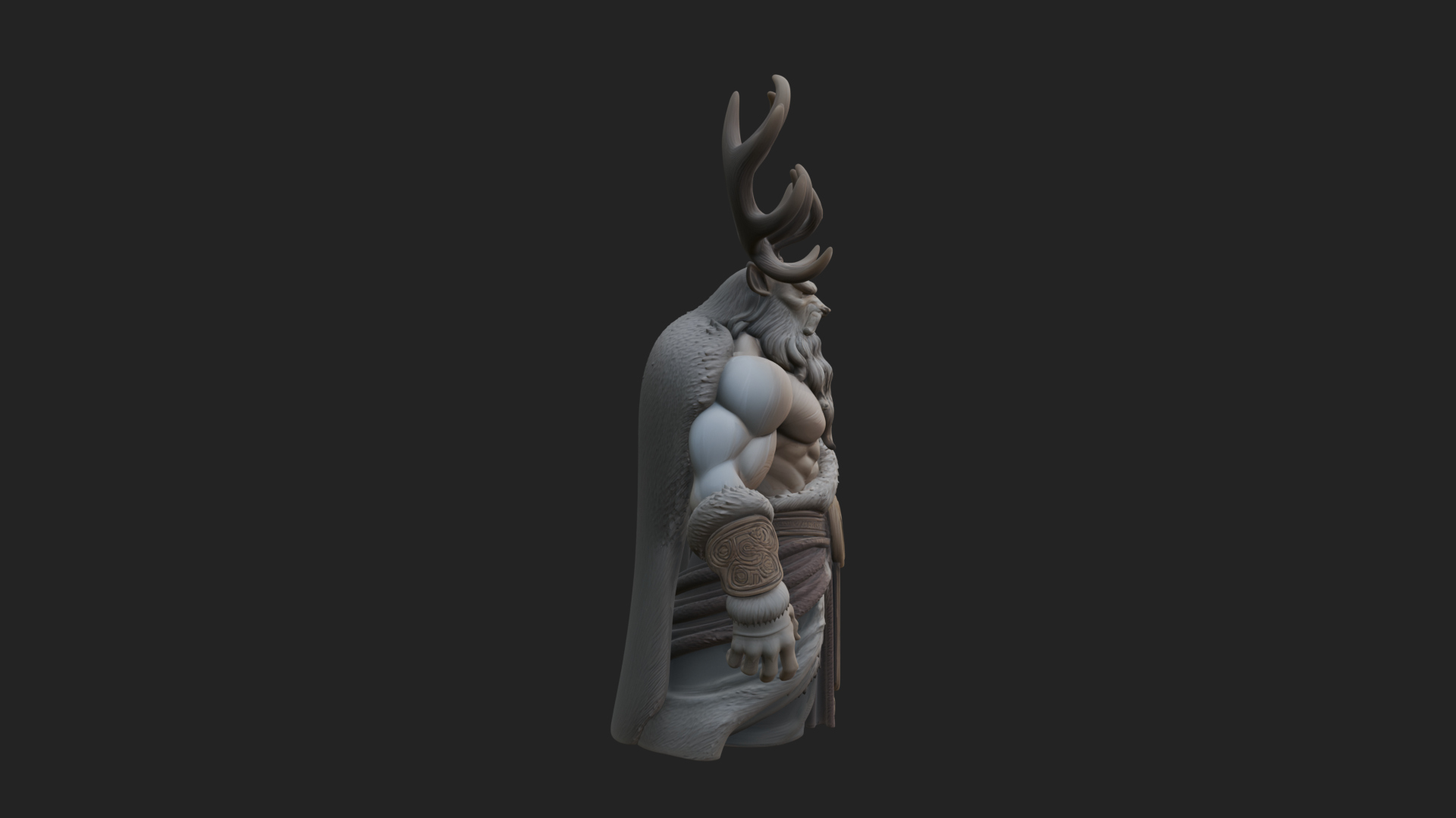 Antlered Forest God Statue Design 1 3D Print Model 3D Model