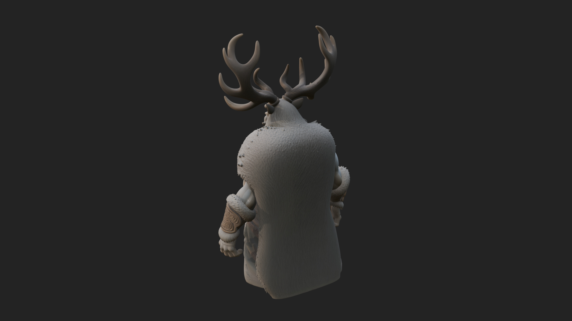 Antlered Forest God Statue Design 1 3D Print Model 3D Model