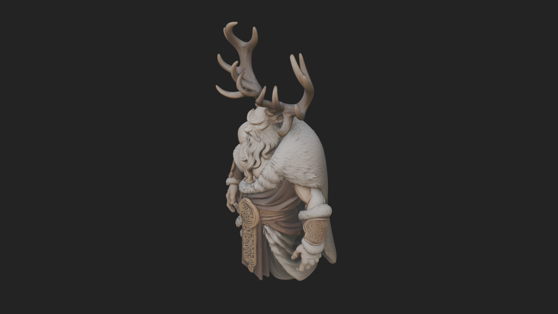 Antlered Forest God Statue Design 1 3D Print Model 3D Model