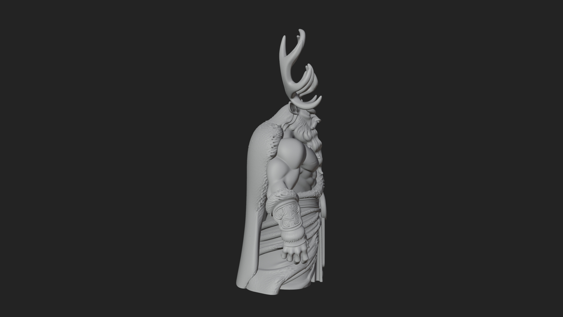 Antlered Forest God Statue Design 1 3D Print Model 3D Model