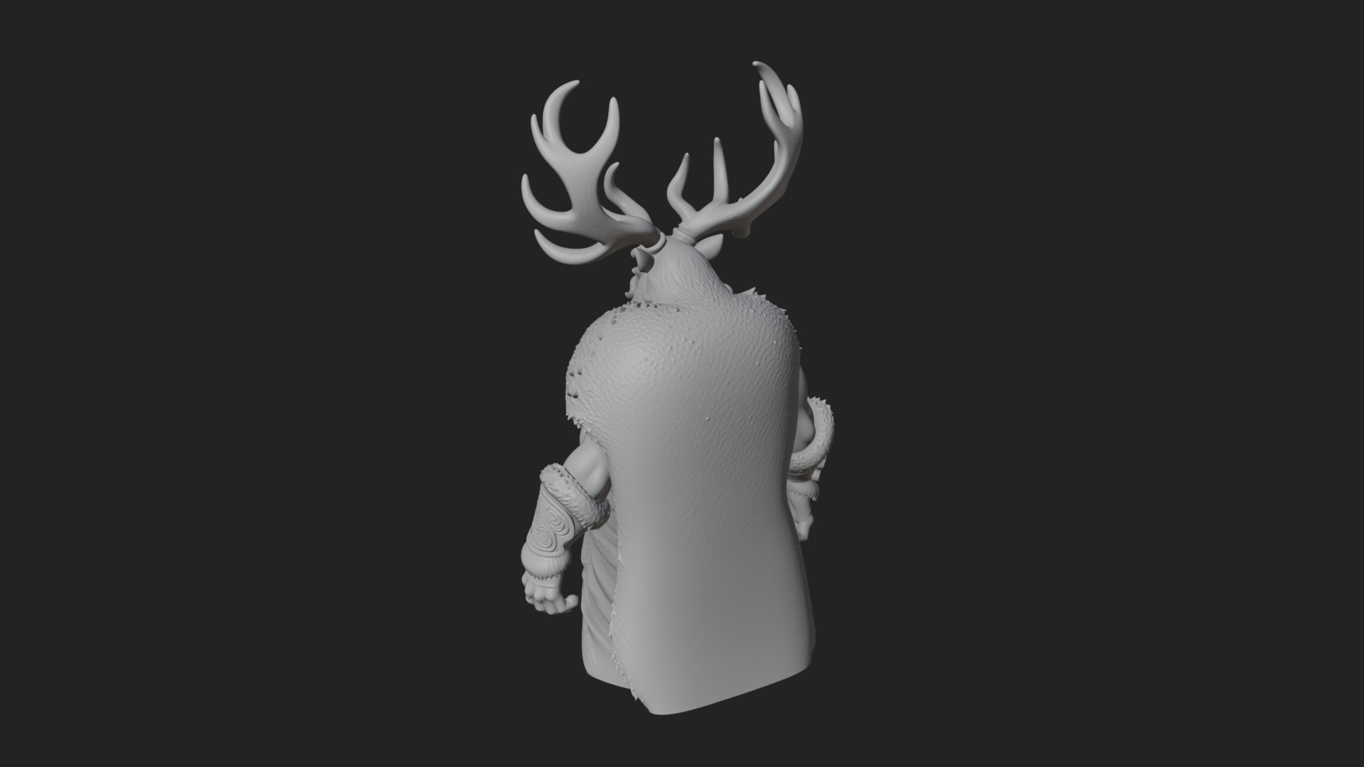 Antlered Forest God Statue Design 1 3D Print Model 3D Model