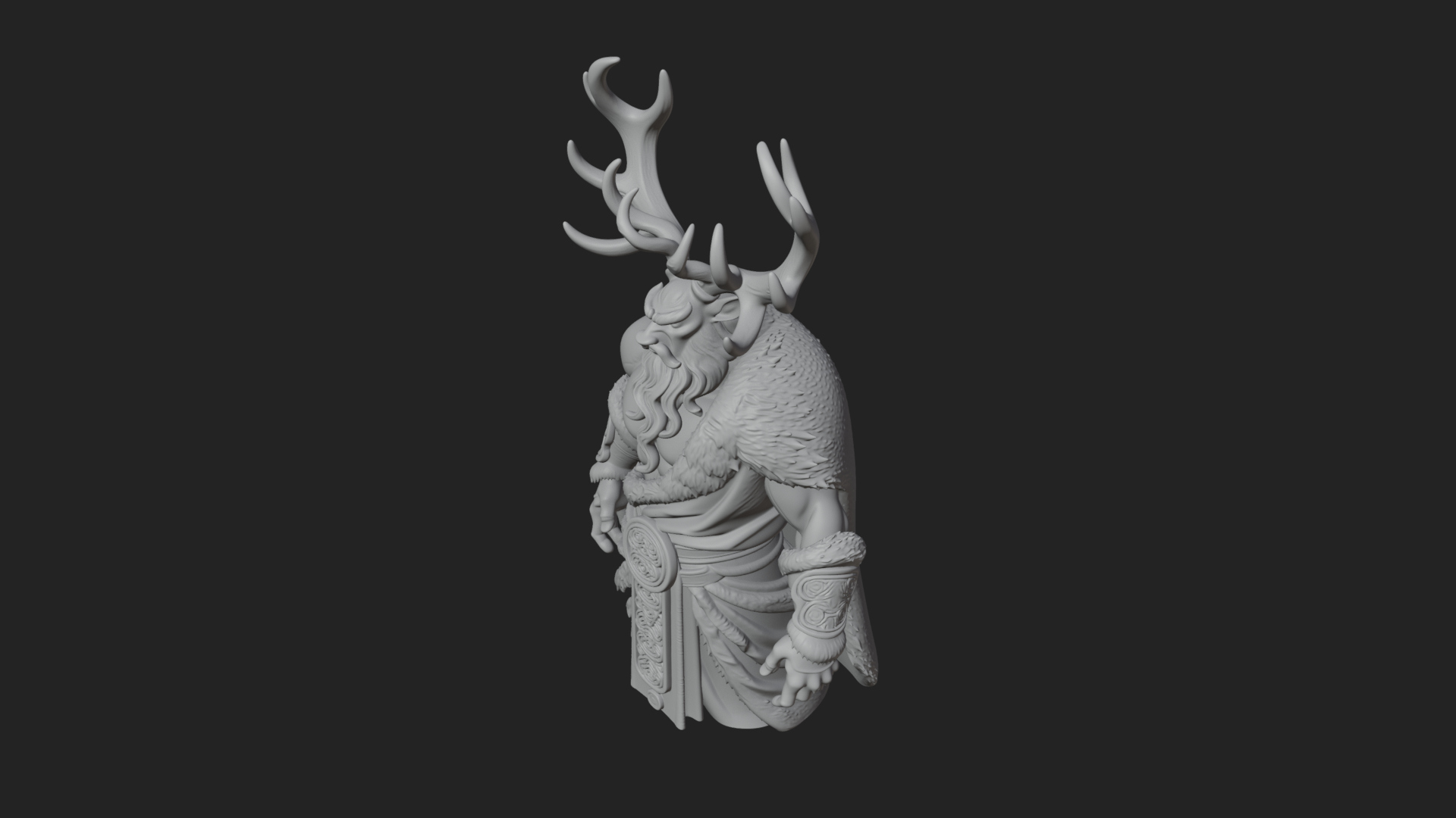 Antlered Forest God Statue Design 1 3D Print Model 3D Model