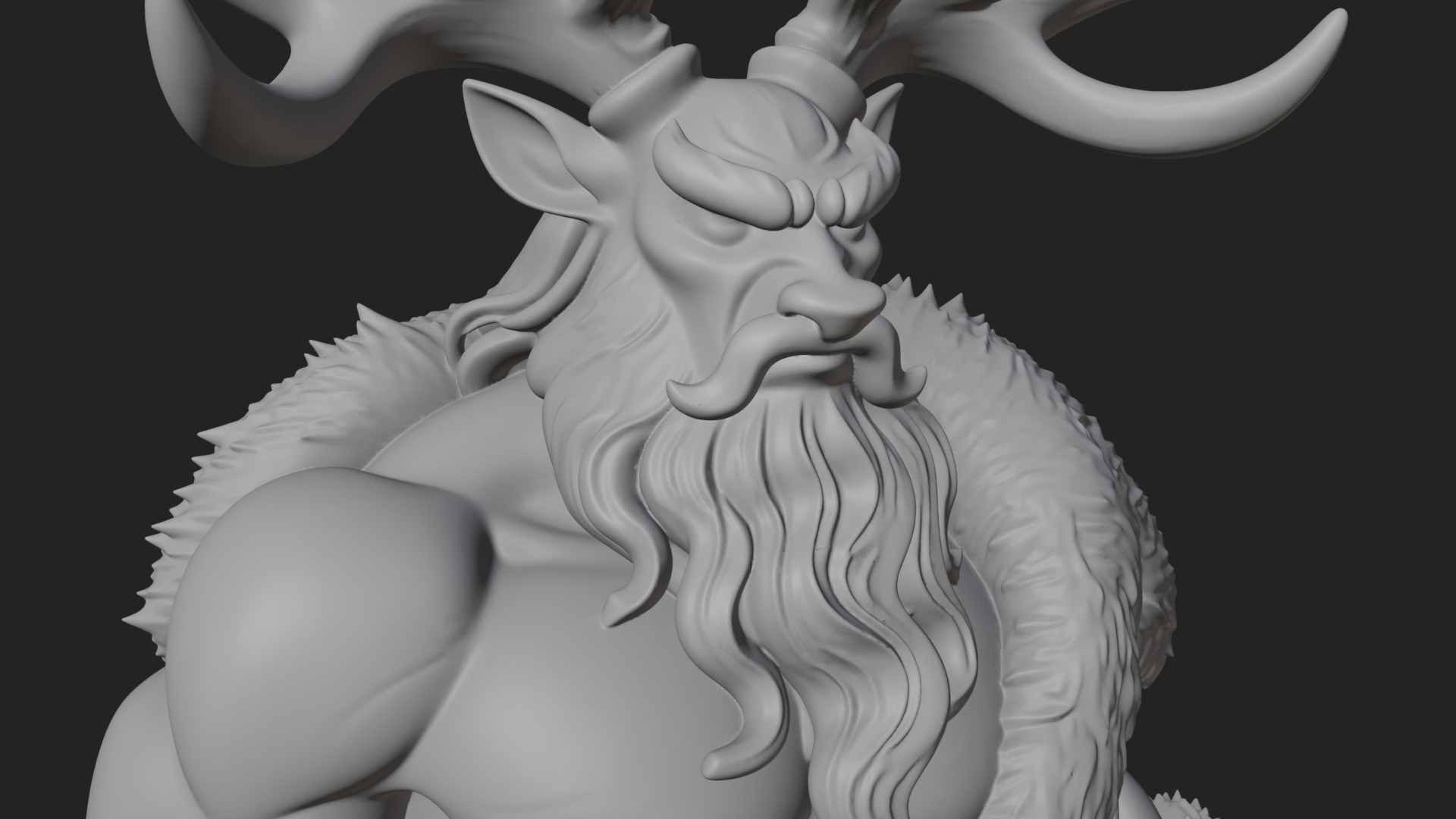 Antlered Forest God Statue Design 1 3D Print Model 3D Model