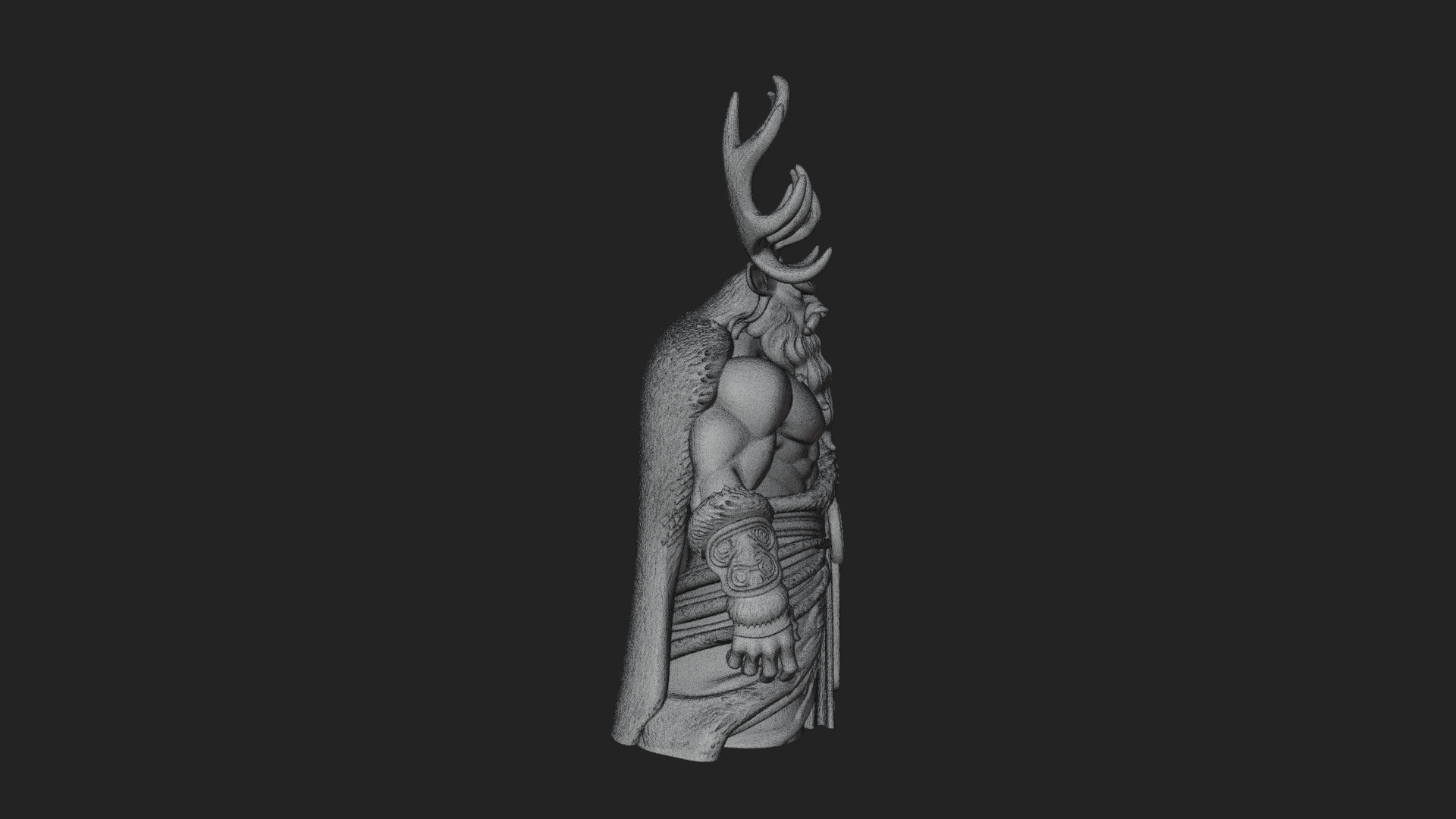 Antlered Forest God Statue Design 1 3D Print Model 3D Model