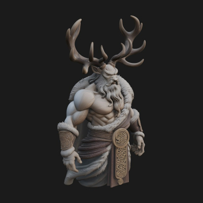 Antlered Forest God Statue Design 1 3D Print Model