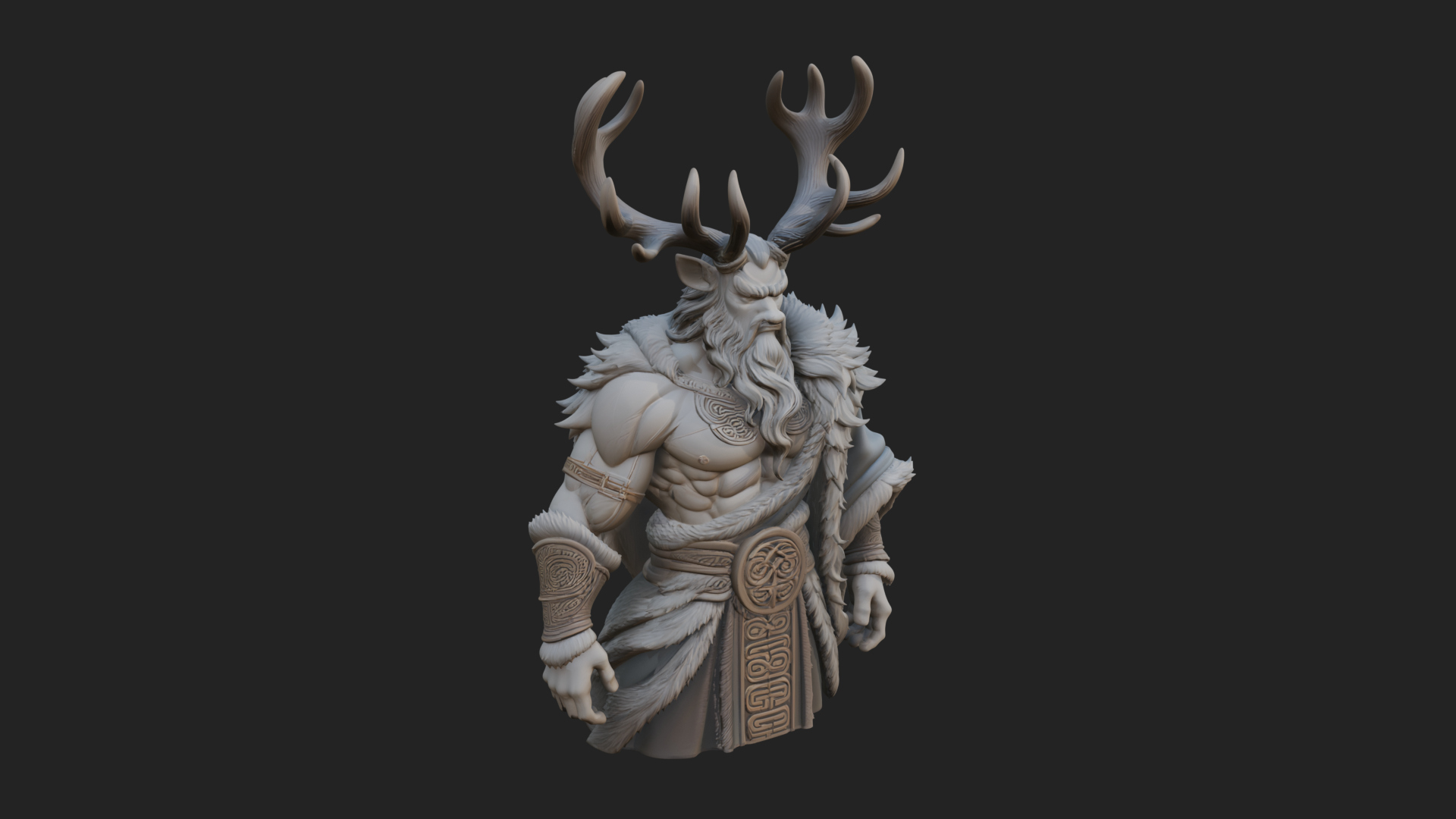 Antlered Forest God Statue Design 2 3D Print Model 3D Model