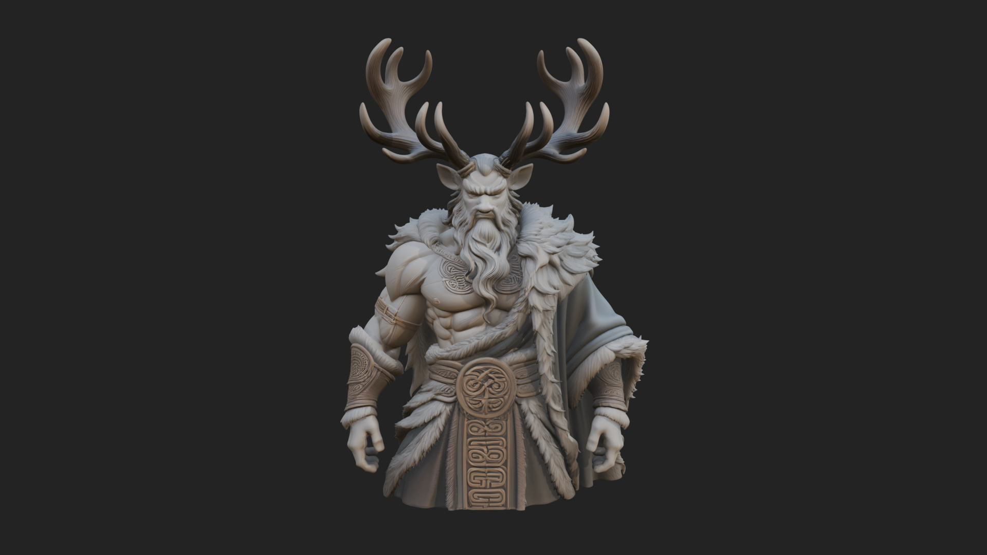 Antlered Forest God Statue Design 2 3D Print Model 3D Model
