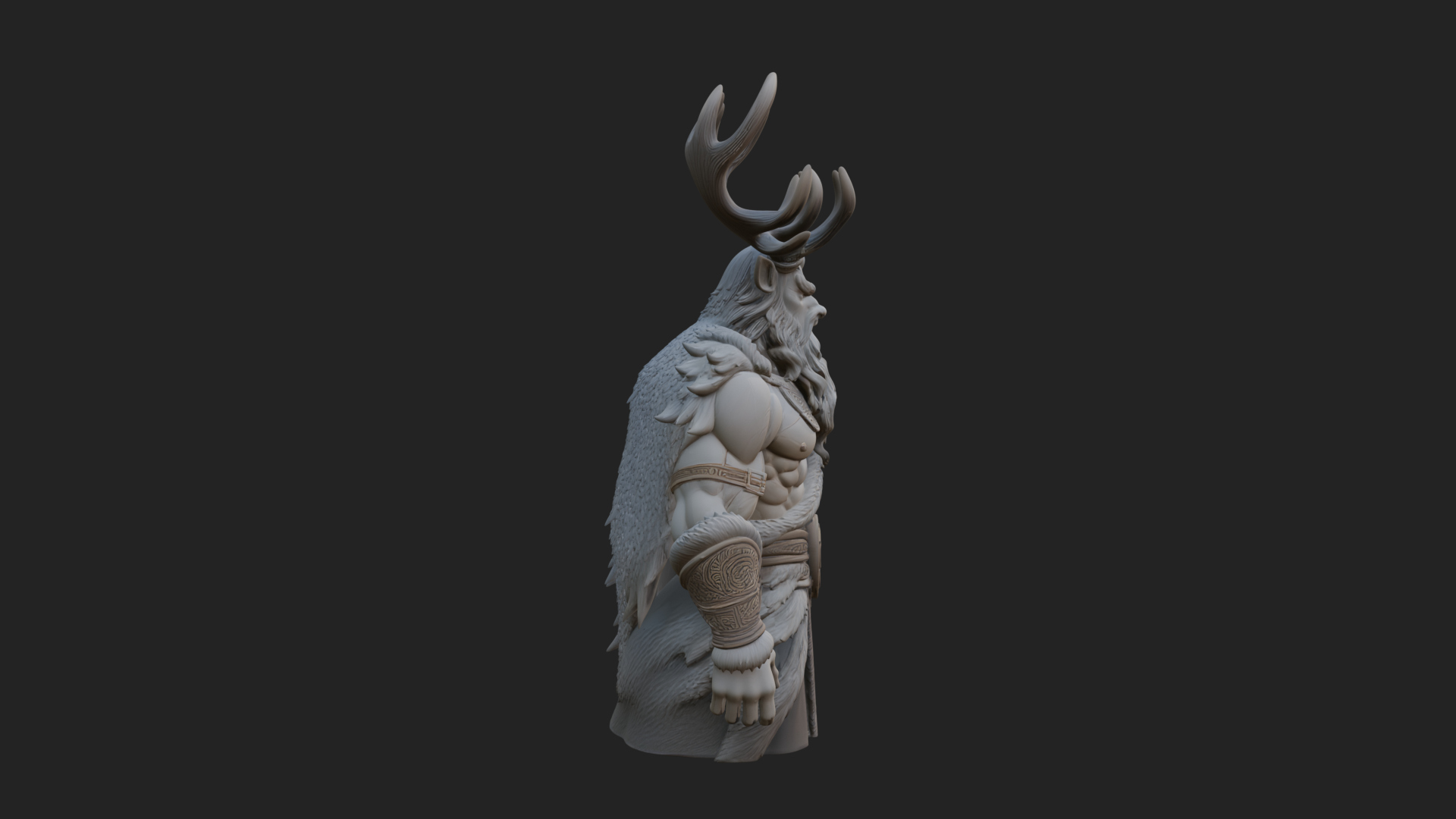 Antlered Forest God Statue Design 2 3D Print Model 3D Model