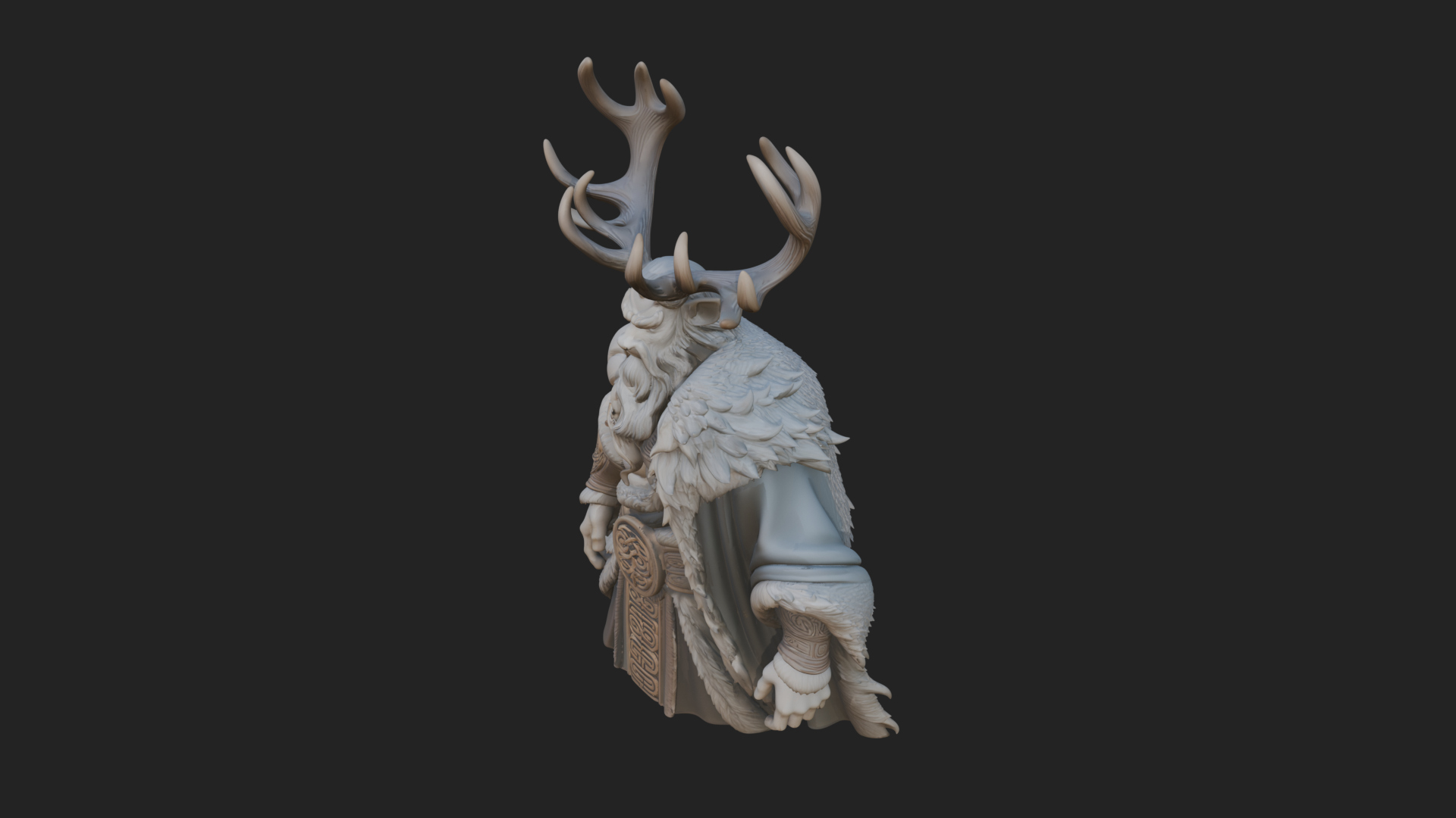 Antlered Forest God Statue Design 2 3D Print Model 3D Model
