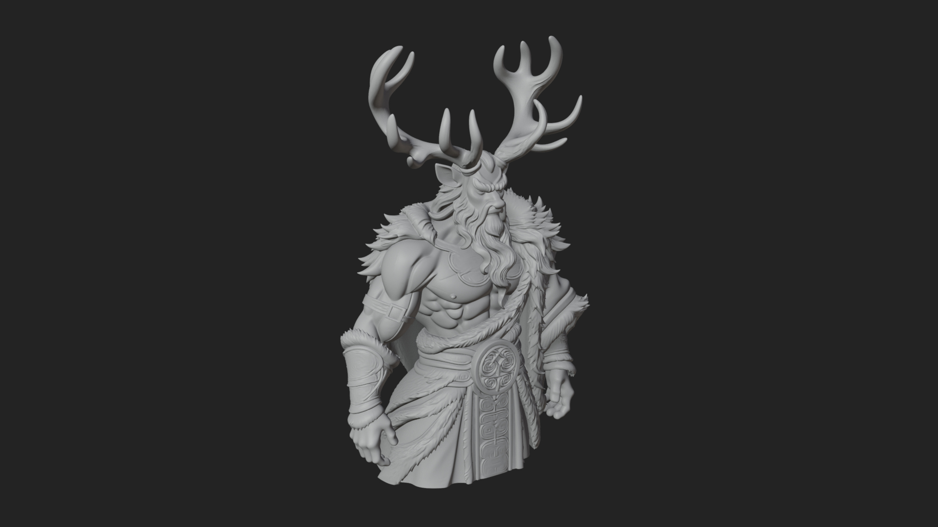 Antlered Forest God Statue Design 2 3D Print Model 3D Model