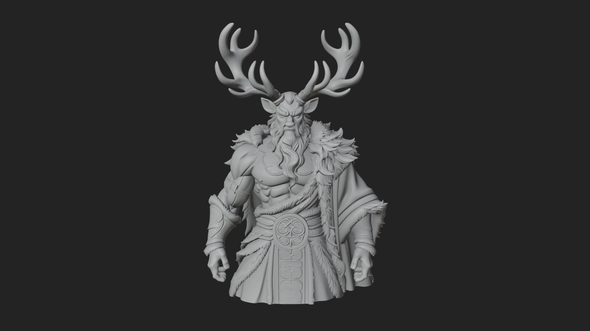 Antlered Forest God Statue Design 2 3D Print Model 3D Model