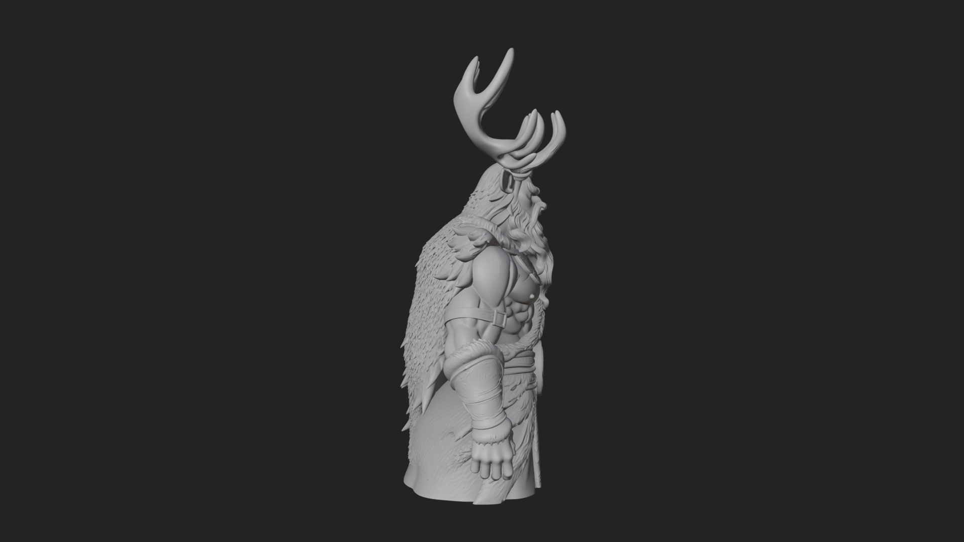 Antlered Forest God Statue Design 2 3D Print Model 3D Model