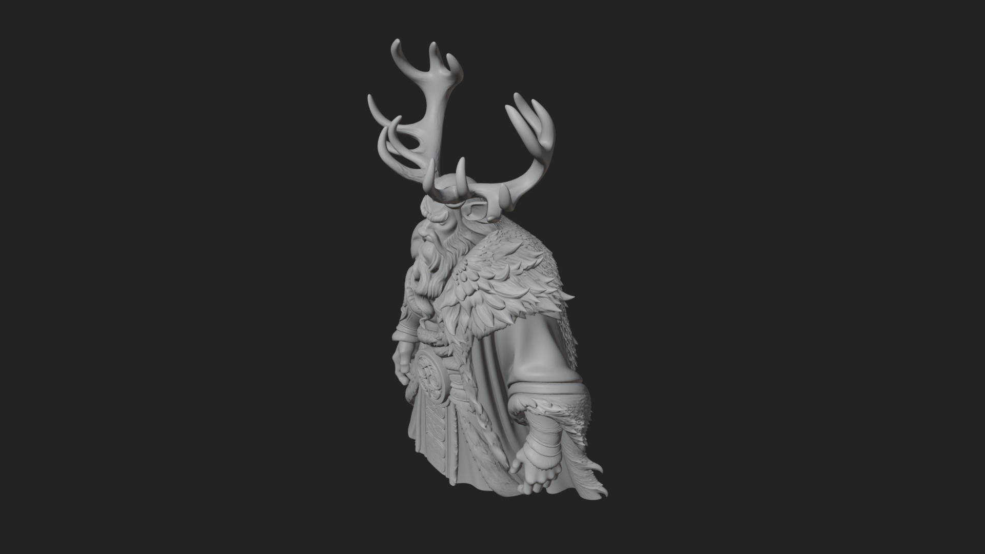 Antlered Forest God Statue Design 2 3D Print Model 3D Model