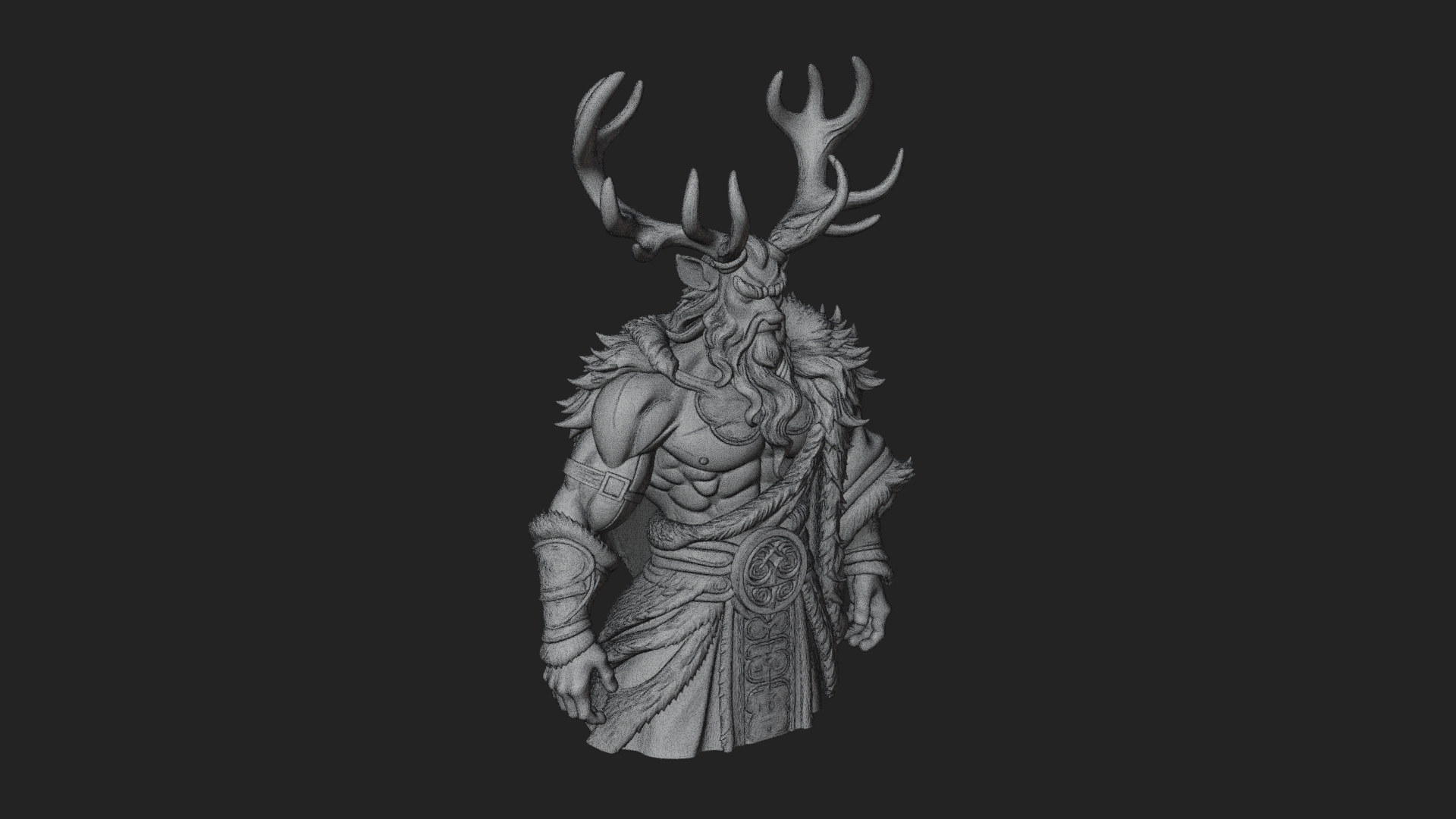 Antlered Forest God Statue Design 2 3D Print Model 3D Model