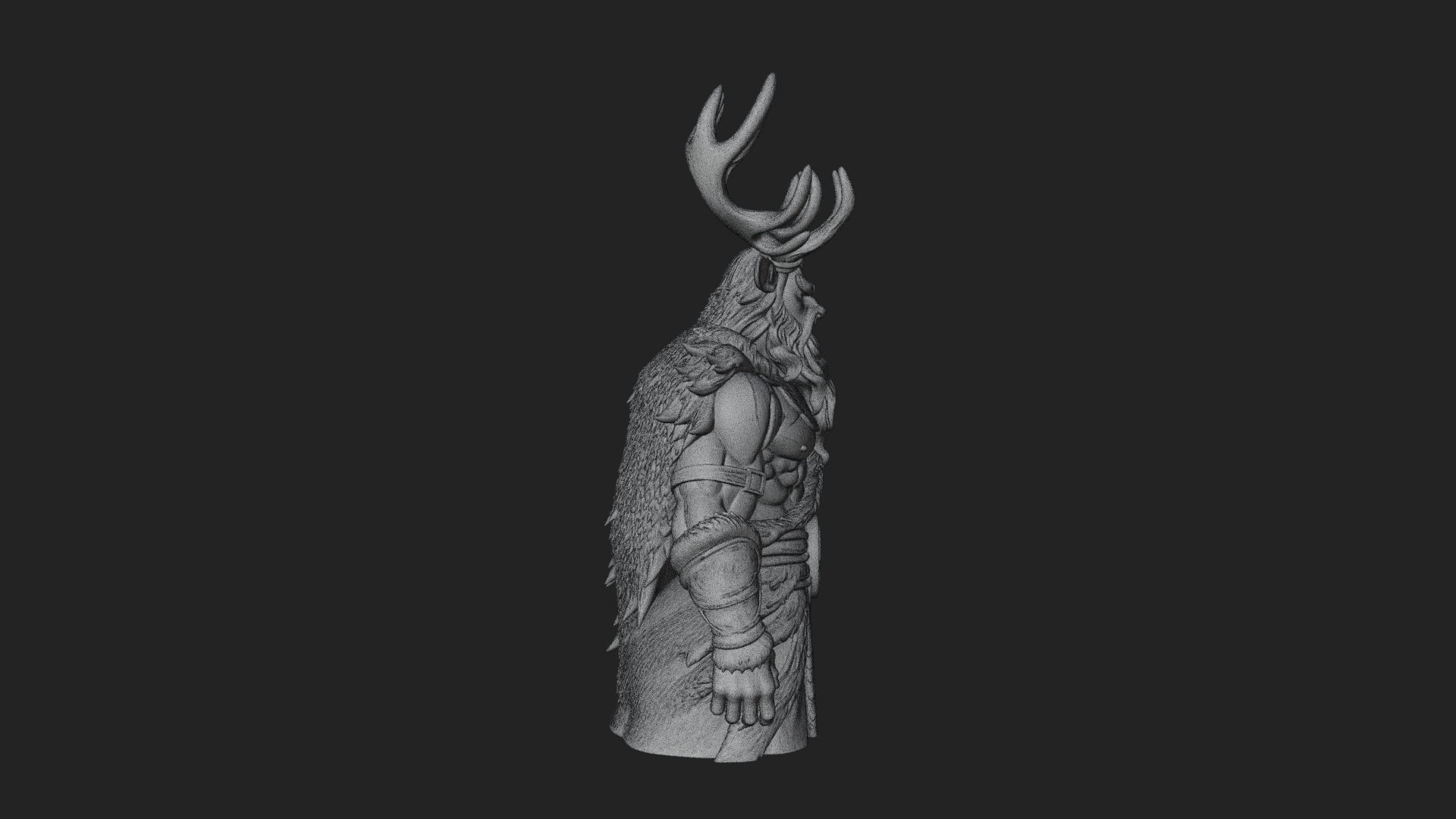 Antlered Forest God Statue Design 2 3D Print Model 3D Model