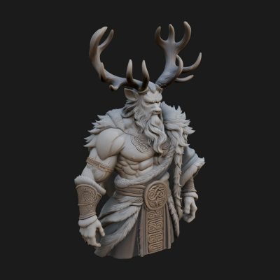 Antlered Forest God Statue Design 2 3D Print Model